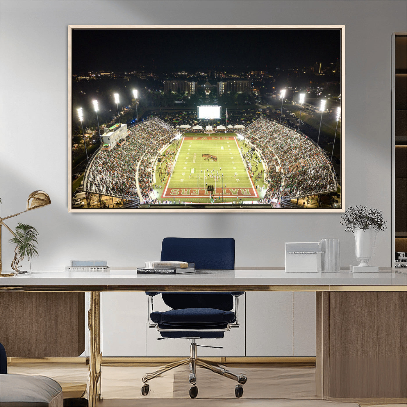 MGV-FC-36X24 - Florida A&M Rattlers Football Team Print - Tallahassee Bragg Memorial Stadium Wall Art Canvas Print