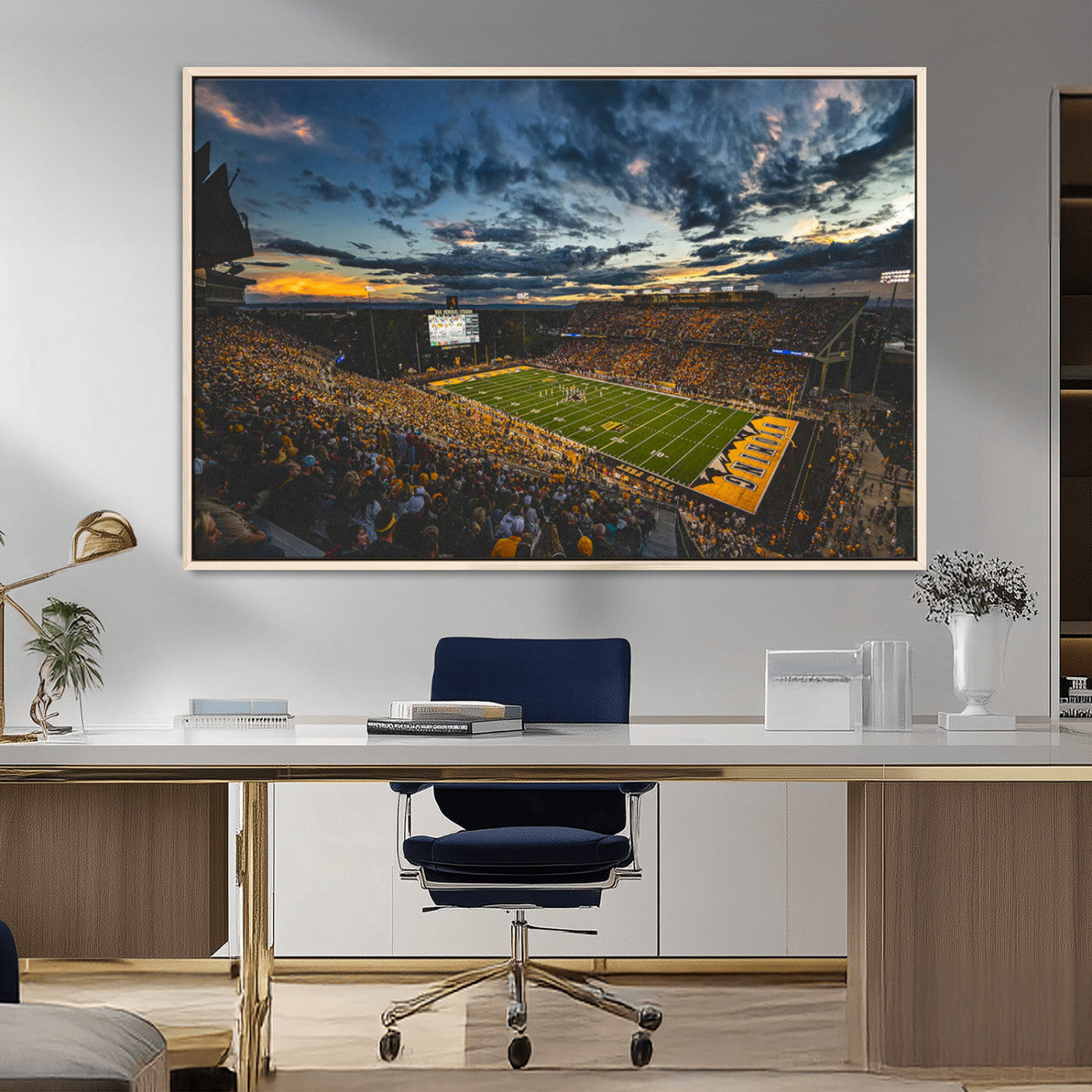 MGV-FC-36X24 - University of Wyoming Cowboys Football Team Print - Laramie War Memorial Stadium Wall Art Canvas