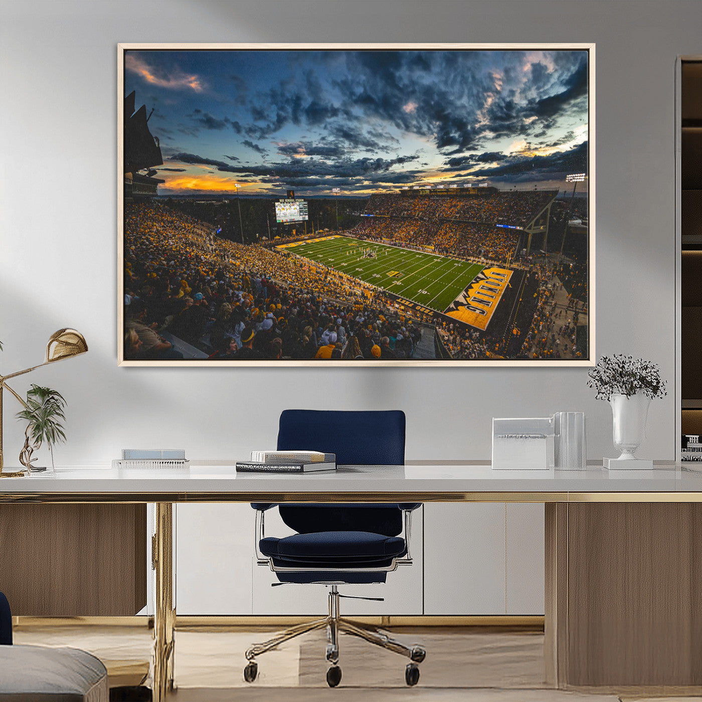 MGV-FC-36X24 - University of Wyoming Cowboys Football Team Print - Laramie War Memorial Stadium Wall Art Canvas
