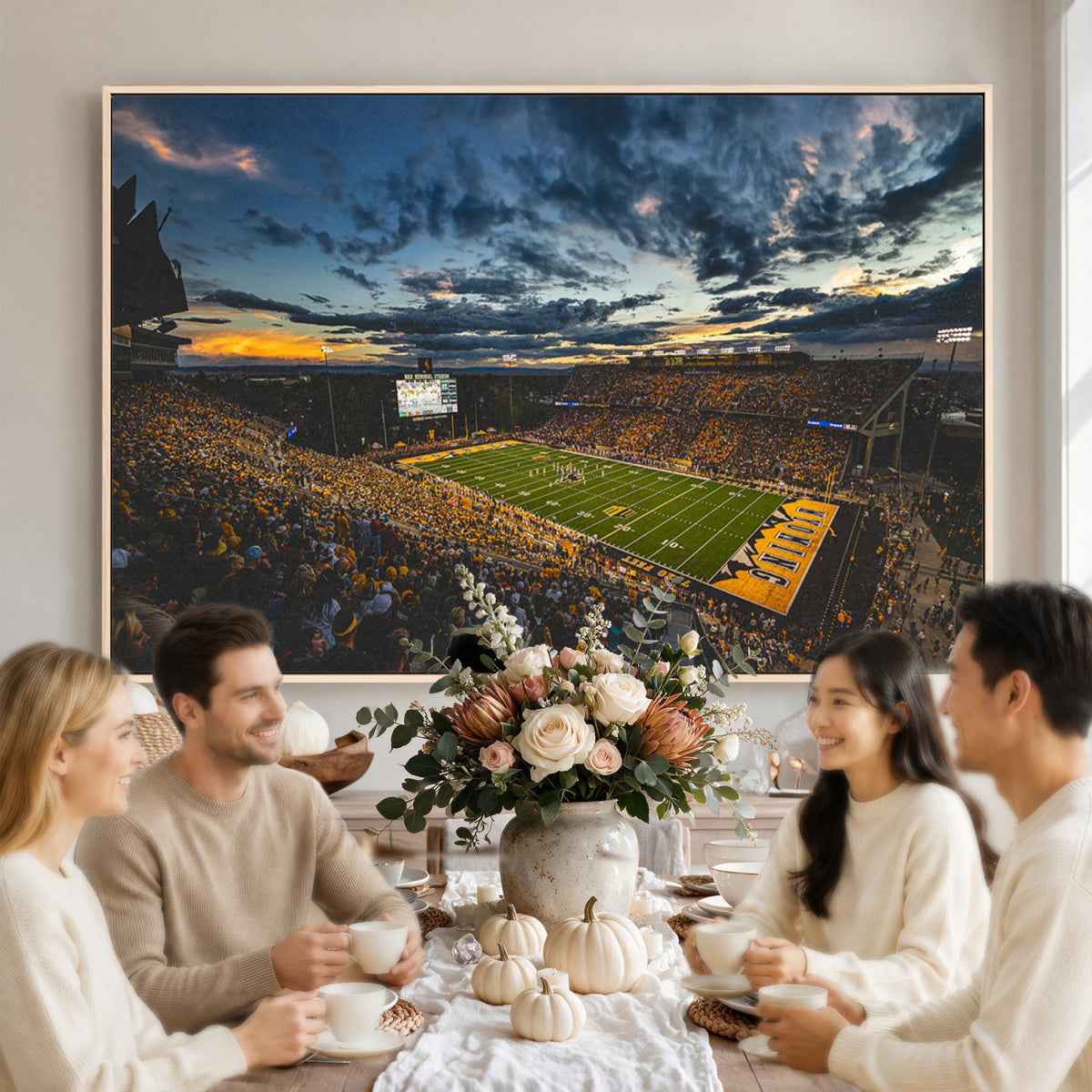 61020-MGV-CV-36X24 - University of Wyoming Cowboys Football Team Print, Laramie, Framed and Ready to Hang