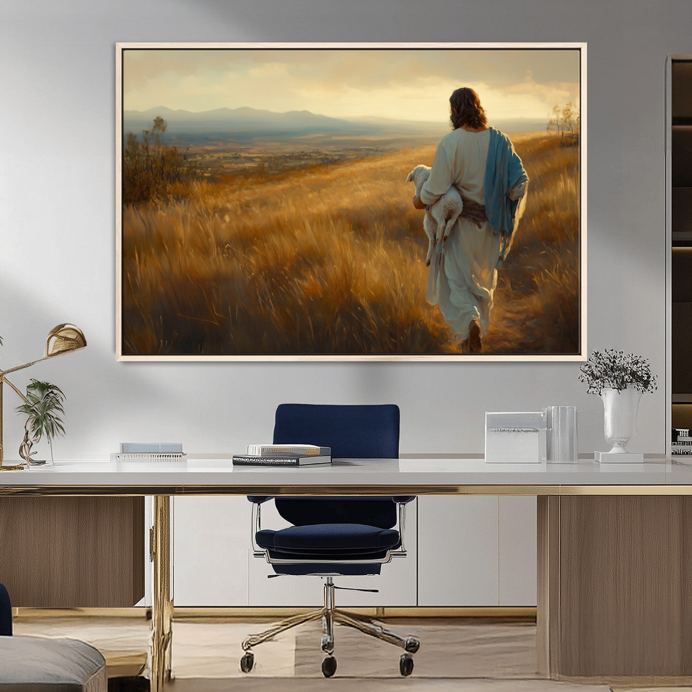 MGV-FC-36X24 - Jesus the Good Shepherd Wall Art Canvas Print - Inspirational Christian Religious Print for Prayer