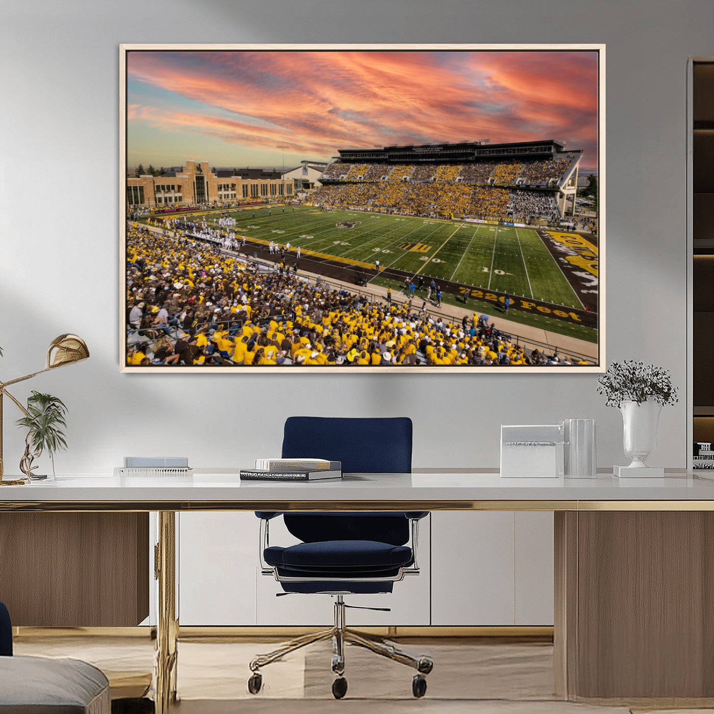 MGV-FC-36X24 - University of Wyoming Cowboys Football Team Print - Laramie Jonah Field War Memorial Stadium Wall