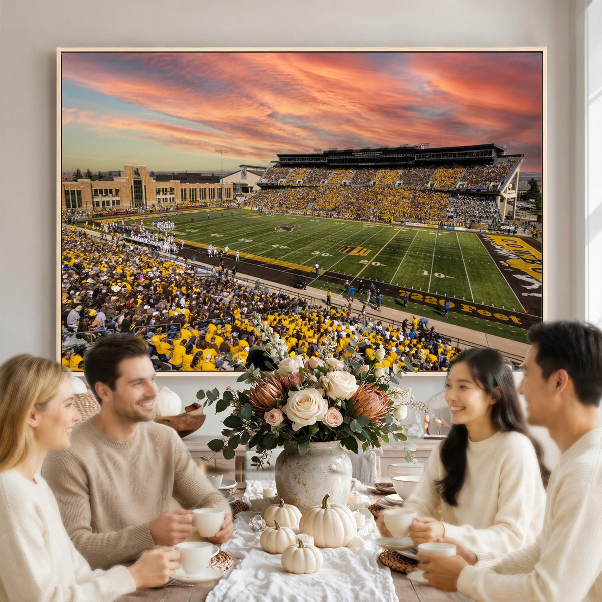 90508-MGV-CV-36X24 - University of Wyoming Cowboys Football Team Print, Laramie, Extra Large Game Room Wall Decor