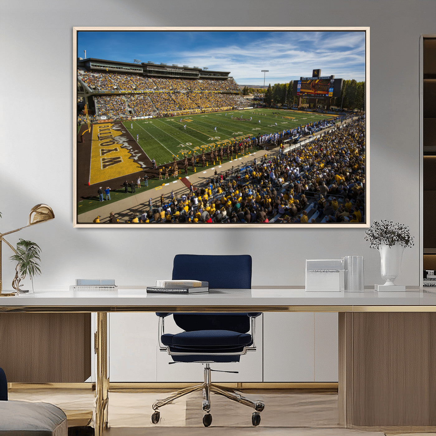 MGV-FC-36X24 - University of Wyoming Cowboys Football Team Print - Laramie Jonah Field War Memorial Stadium Wall