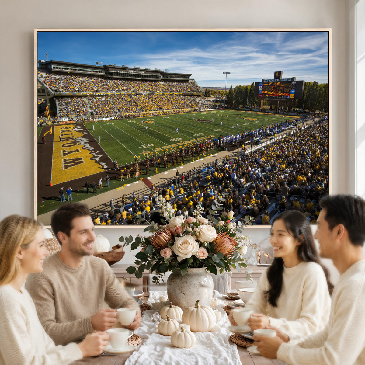 89846-MGV-CV-36X24 - University of Wyoming Cowboys Football Team Print, Laramie, Man Cave Wall Decor