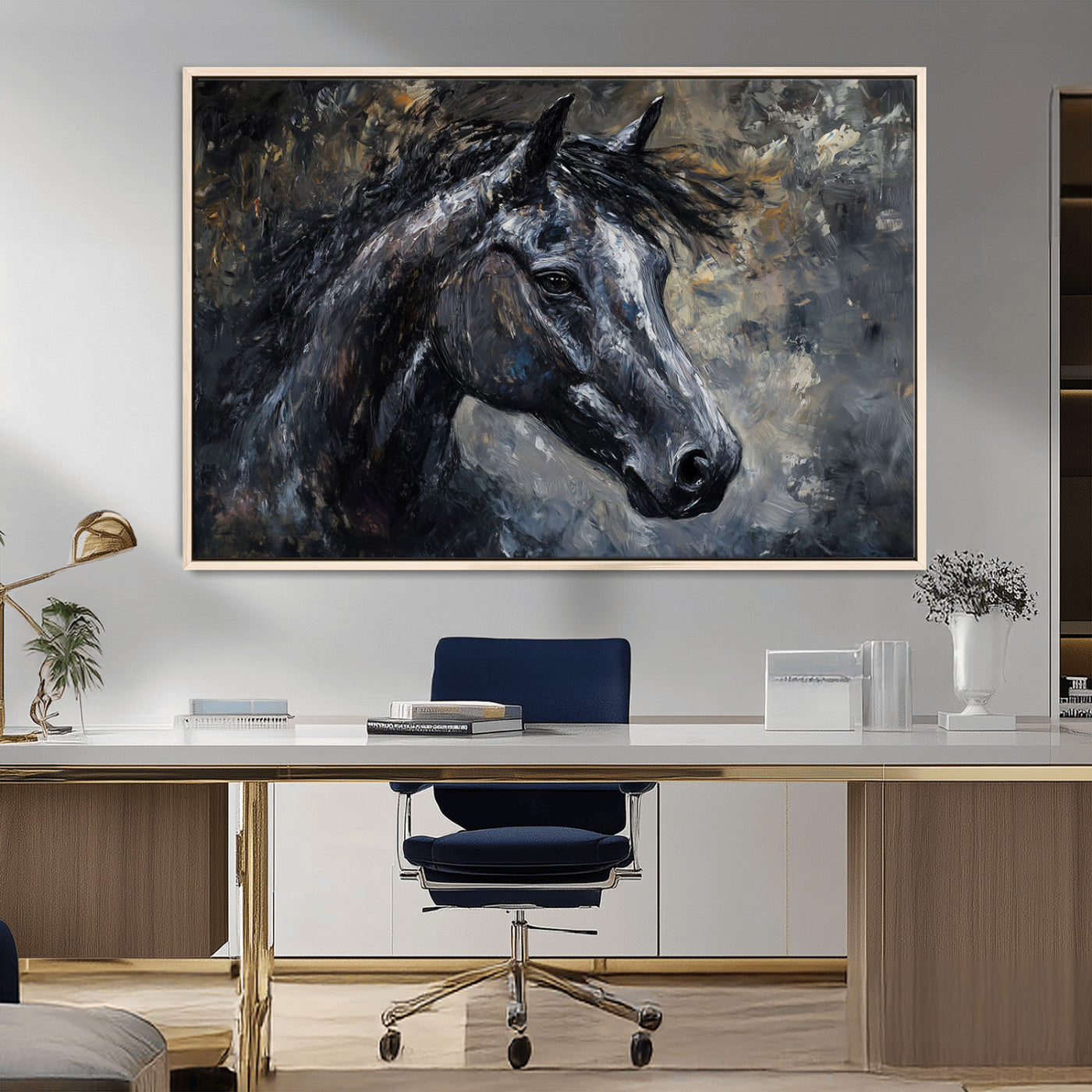 MGV-FC-36X24 - Large Abstract Horse Wall Art Canvas Print | Farmhouse Wall Decor | Rustic Horse Art | Western Cabin