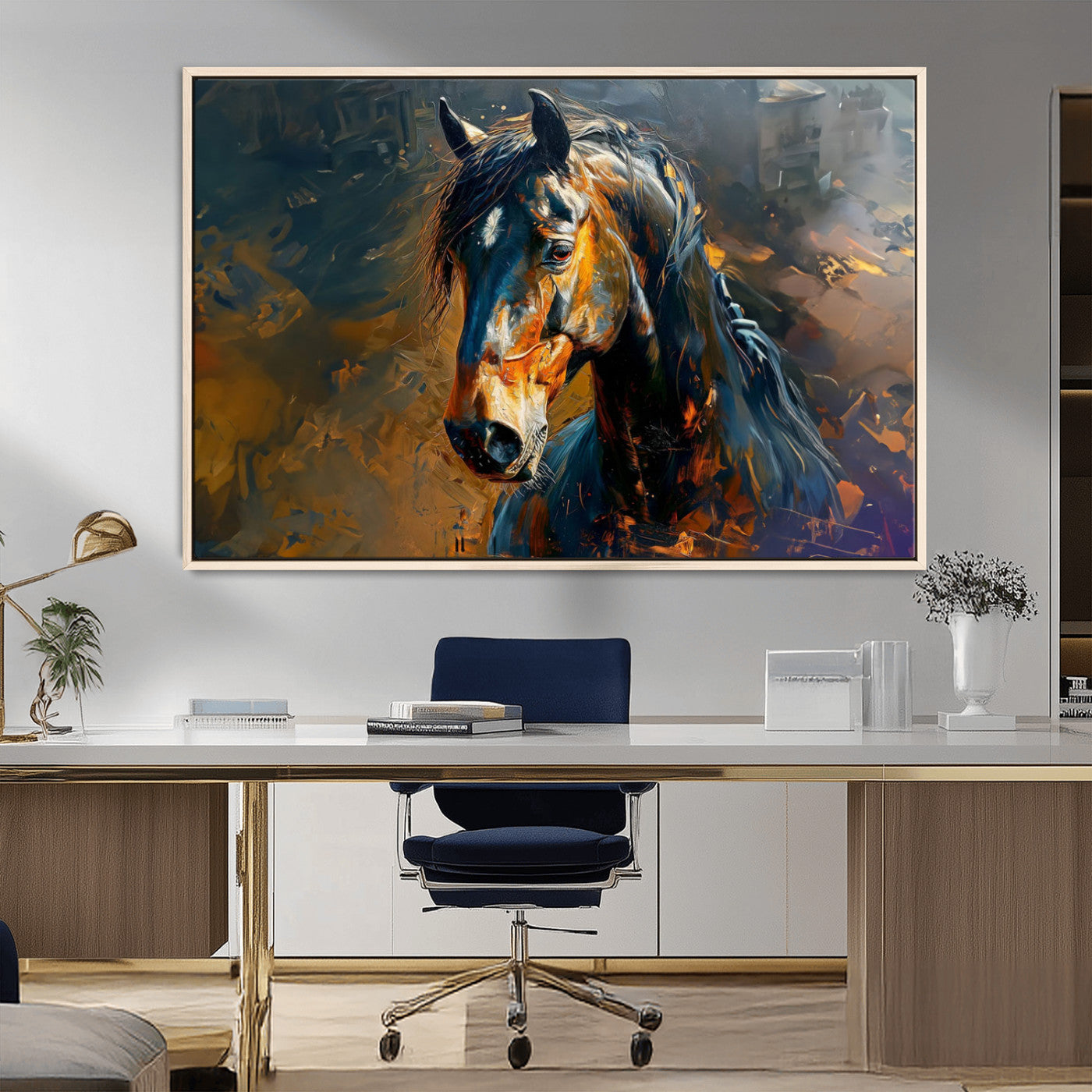 MGV-FC-36X24 - Abstract Horse Wall Art Canvas Print | Farmhouse Wall Decor | Western Cabin Art | Rustic Horse Decor