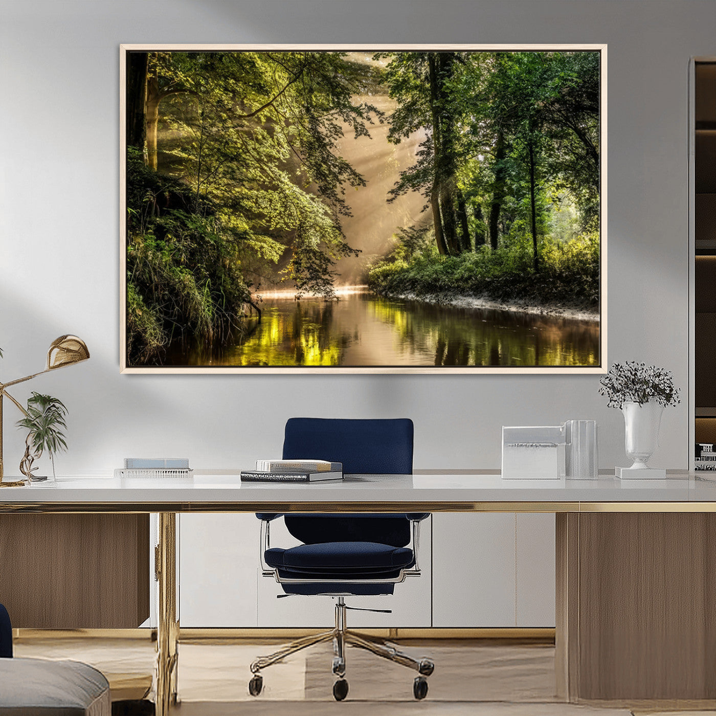 MGV-FC-36X24 - Forest Wall Art Print | River Landscape Wall Art | Perfect for Farmhouse Wall Decor, Cabin Wall Art