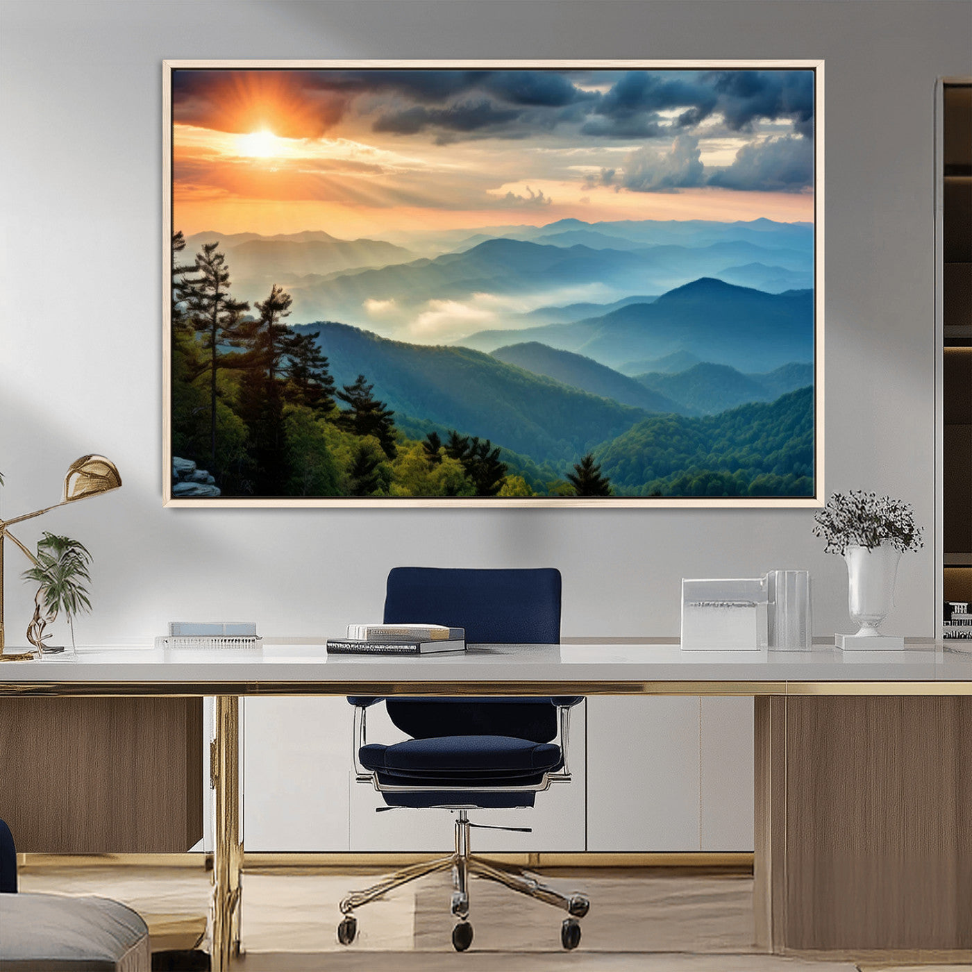 MGV-FC-36X24 - Sunrise Over Mountain Range Wall Art Canvas Print, Farmhouse Wall Decor, Cabin Wall Art