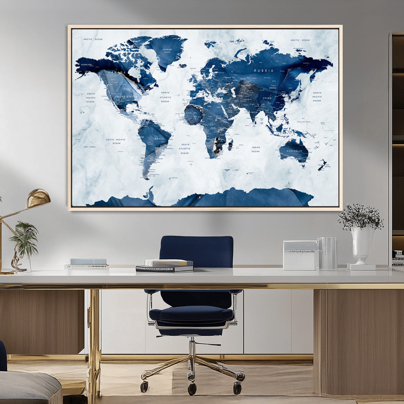 MGV-FC-36X24 - Push Pin World Map Canvas Print – Framed Wall Art for Couples to Track Their Travels – Anniversary