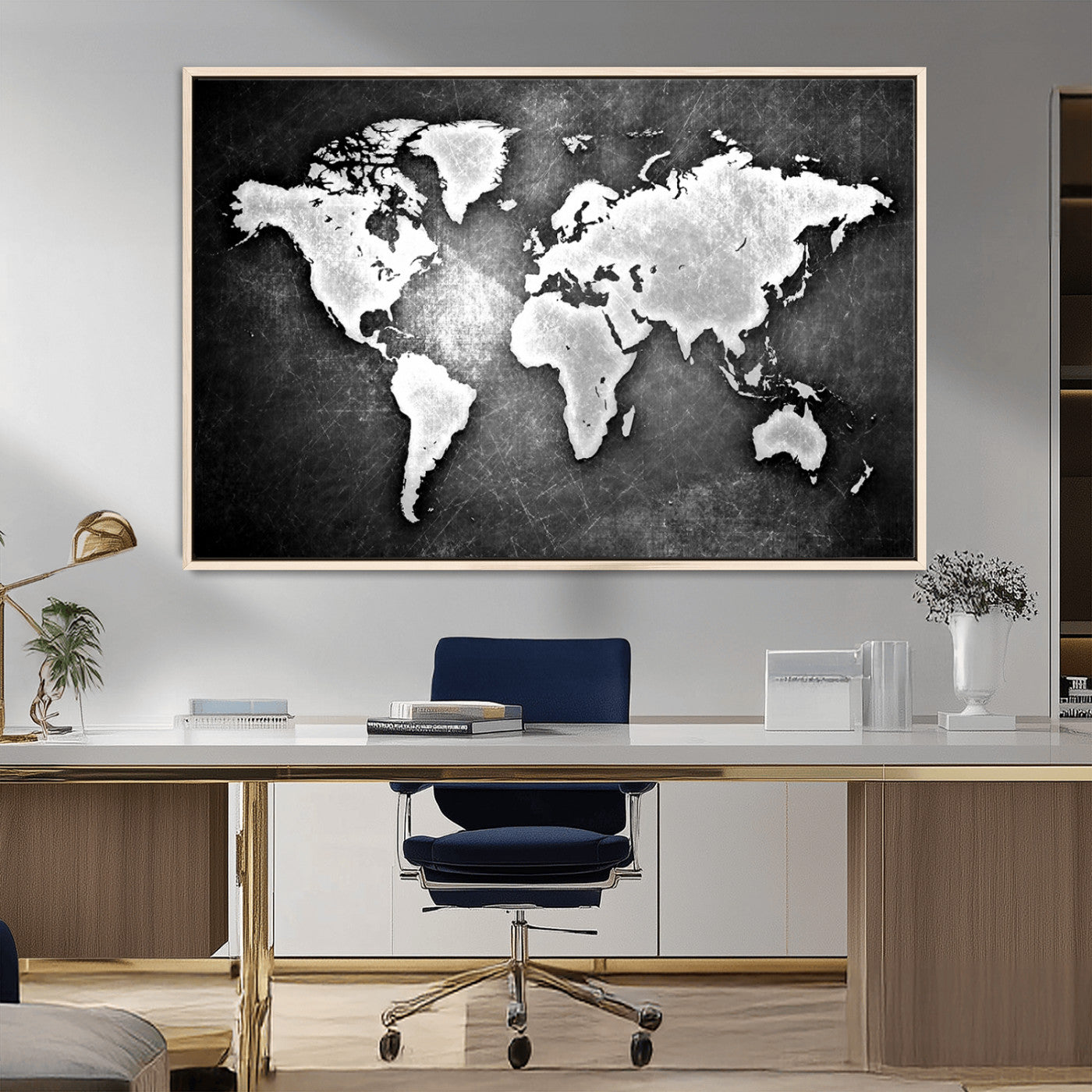 MGV-FC-36X24 - World Map Wall Art Canvas Print – Framed Wall Art for Anniversary Gift or Home Adventure Decor