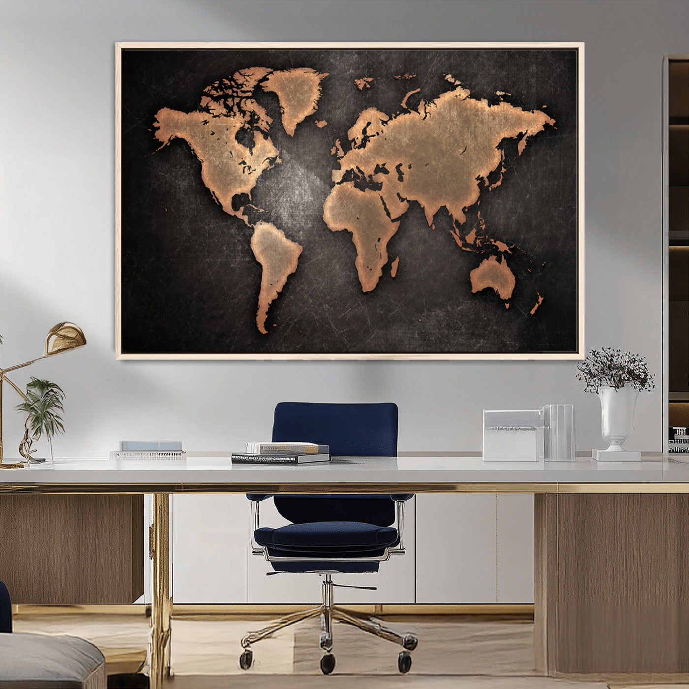 MGV-FC-36X24 - Push Pin World Map Canvas Print – Framed Wall Art for Couples to Track Their Travels – Anniversary