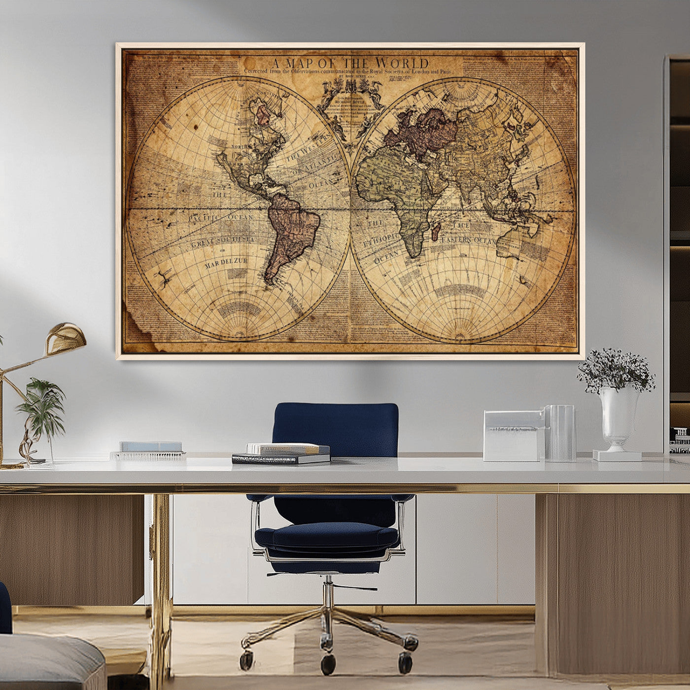 MGV-FC-36X24 - Push Pin World Map Canvas Print – Framed Wall Art for Couples to Track Their Travels – Anniversary