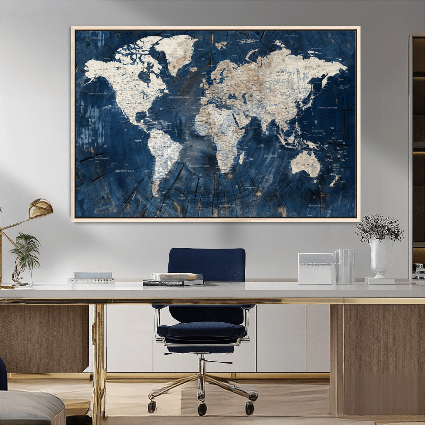 MGV-FC-36X24 - Push Pin World Map Canvas Print – Framed Wall Art for Couples to Track Their Travels – Anniversary