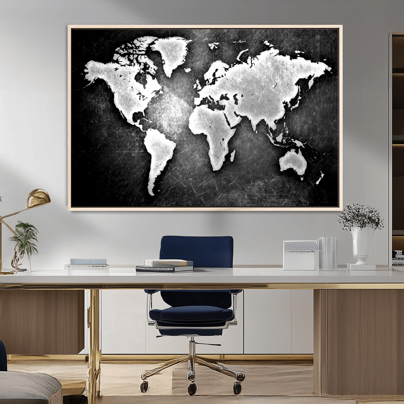 MGV-FC-36X24 - World Map Wall Art Canvas Print – Framed Wall Art for Anniversary Gift or Home Adventure Decor