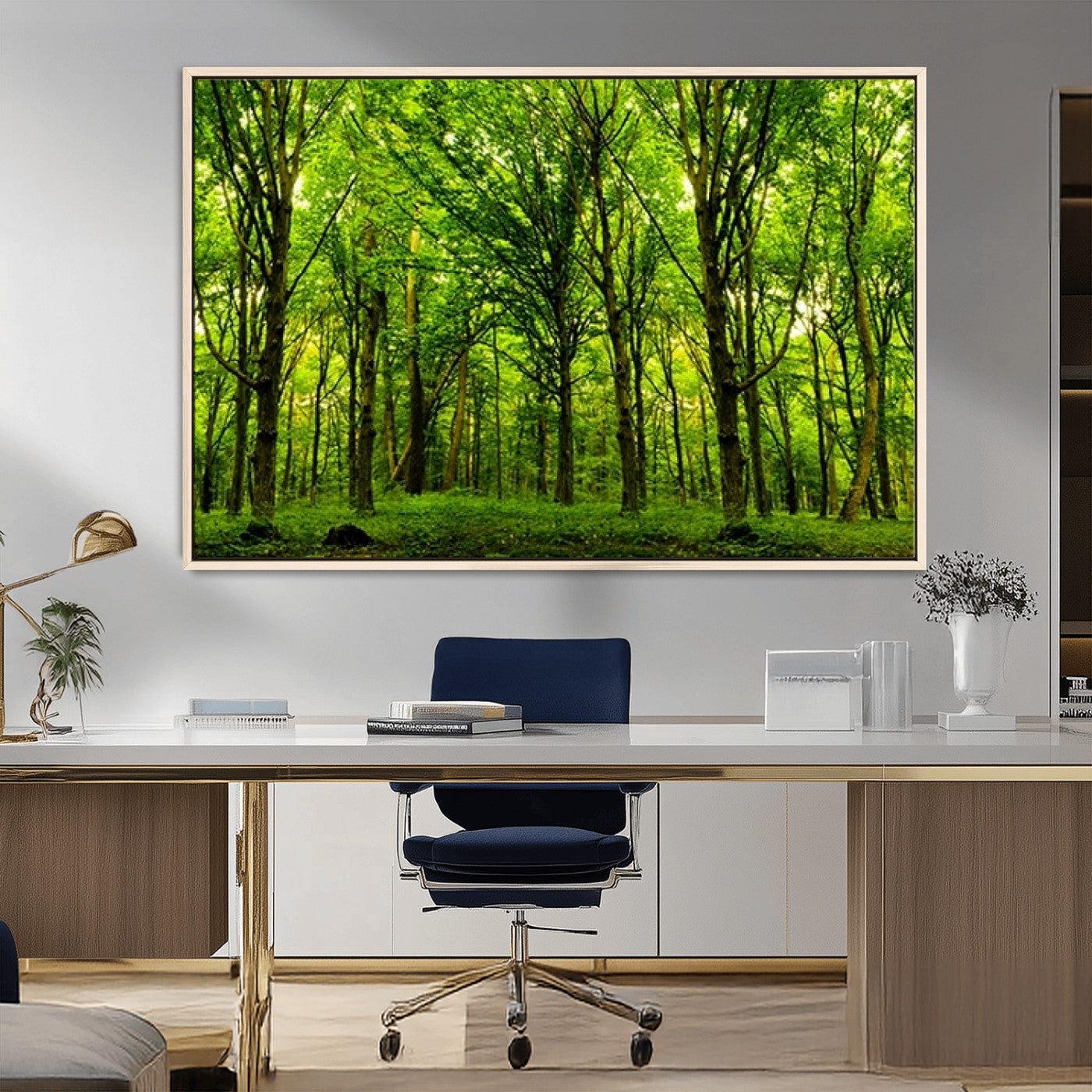 MGV-FC-36X24 - Lush Green Forest Canvas Print | 3-Panel Forest Wall Art | Nature Landscape for Living Room