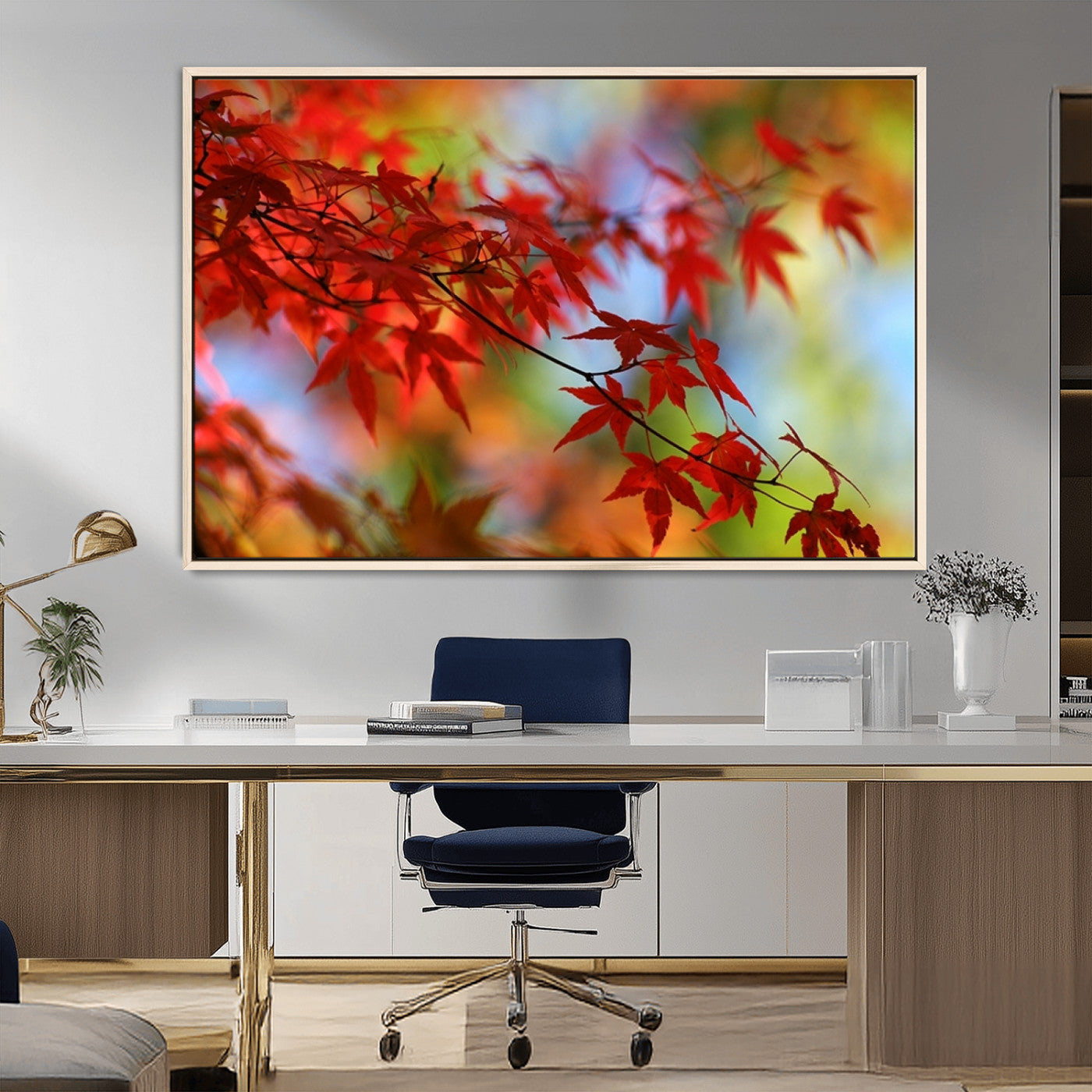 MGV-FC-36X24 - Red Leaves Autumn Forest Wall Art Canvas, Red Leaves Autumn Forest Canvas Print