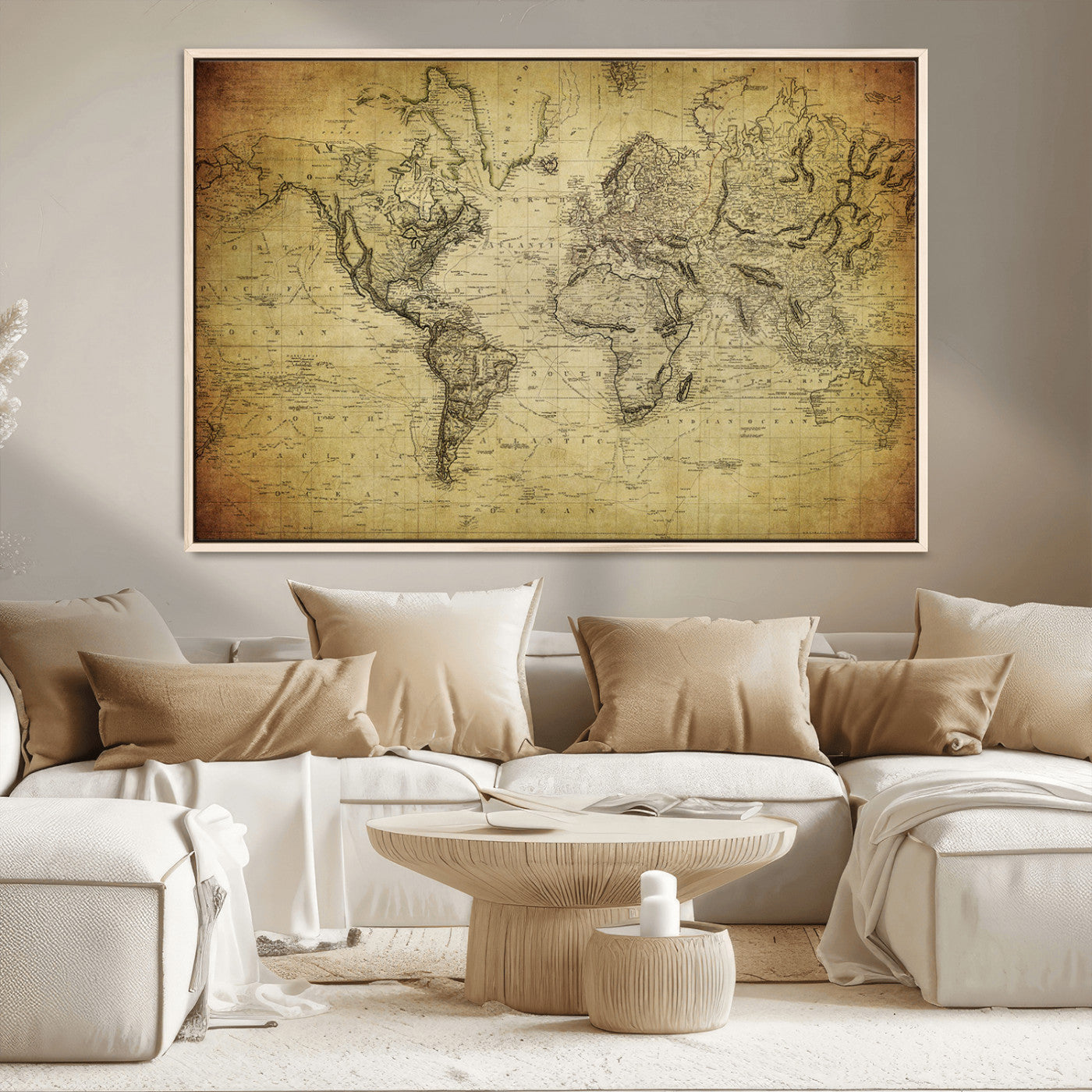 MGV-FC-36X24 - Push Pin World Map Canvas Print – Framed Wall Art for Couples to Track Their Travels – Anniversary