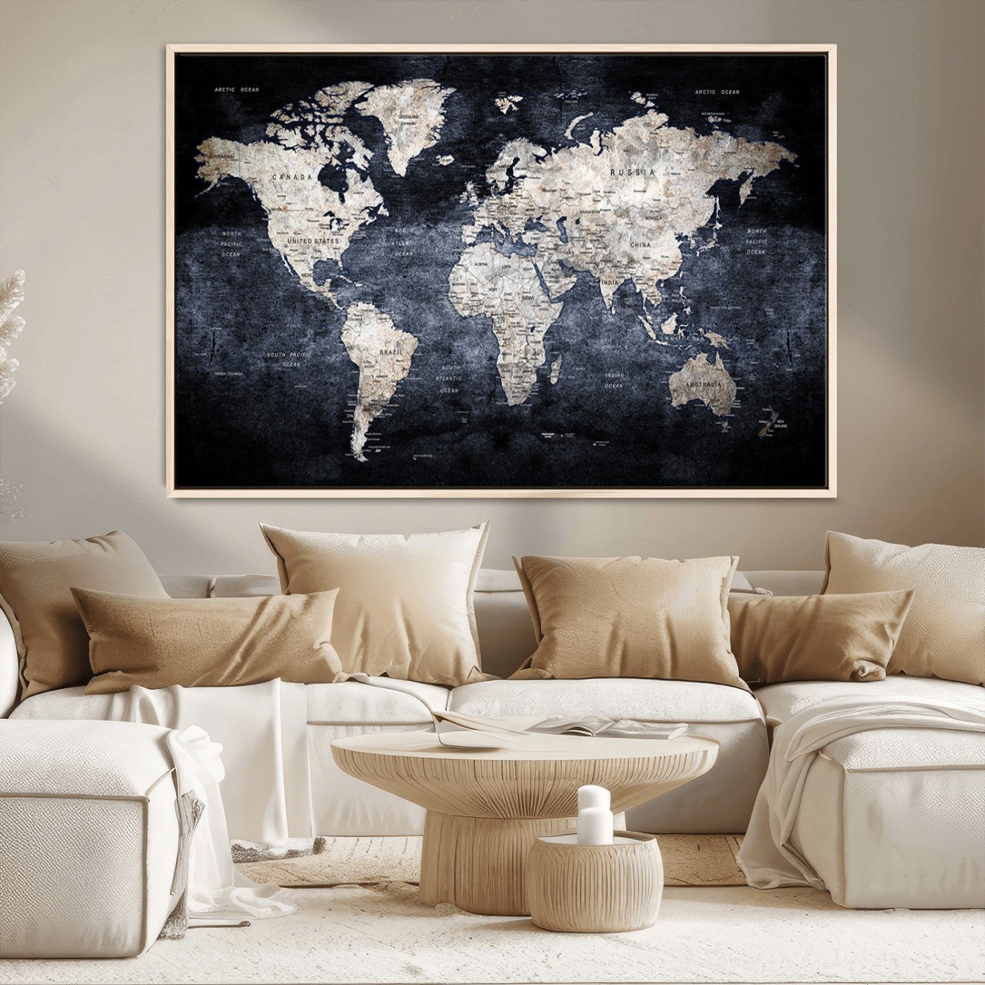 MGV-FC-36X24 - World Map Wall Art Canvas Print for Home and Office Decor