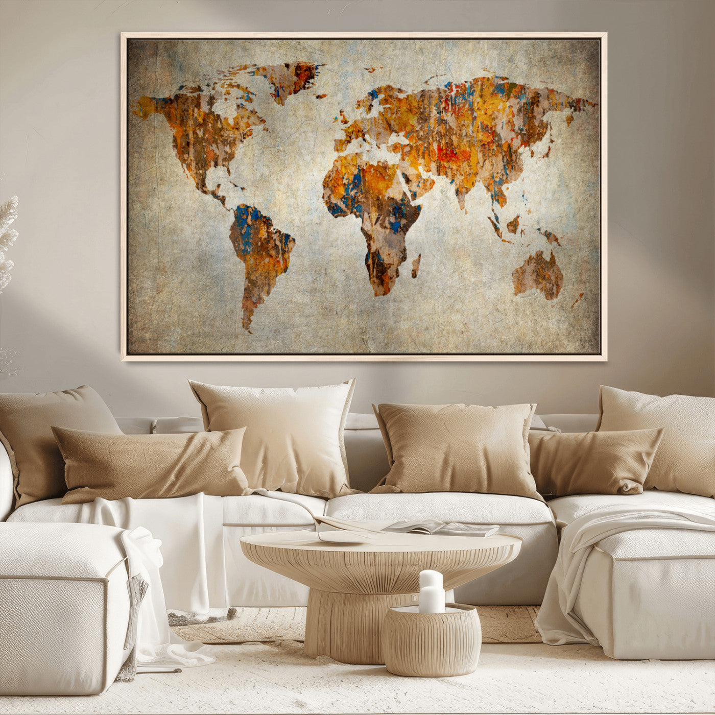 MGV-FC-36X24 - Push Pin World Map Canvas Print – Framed Wall Art for Couples to Track Their Travels – Anniversary