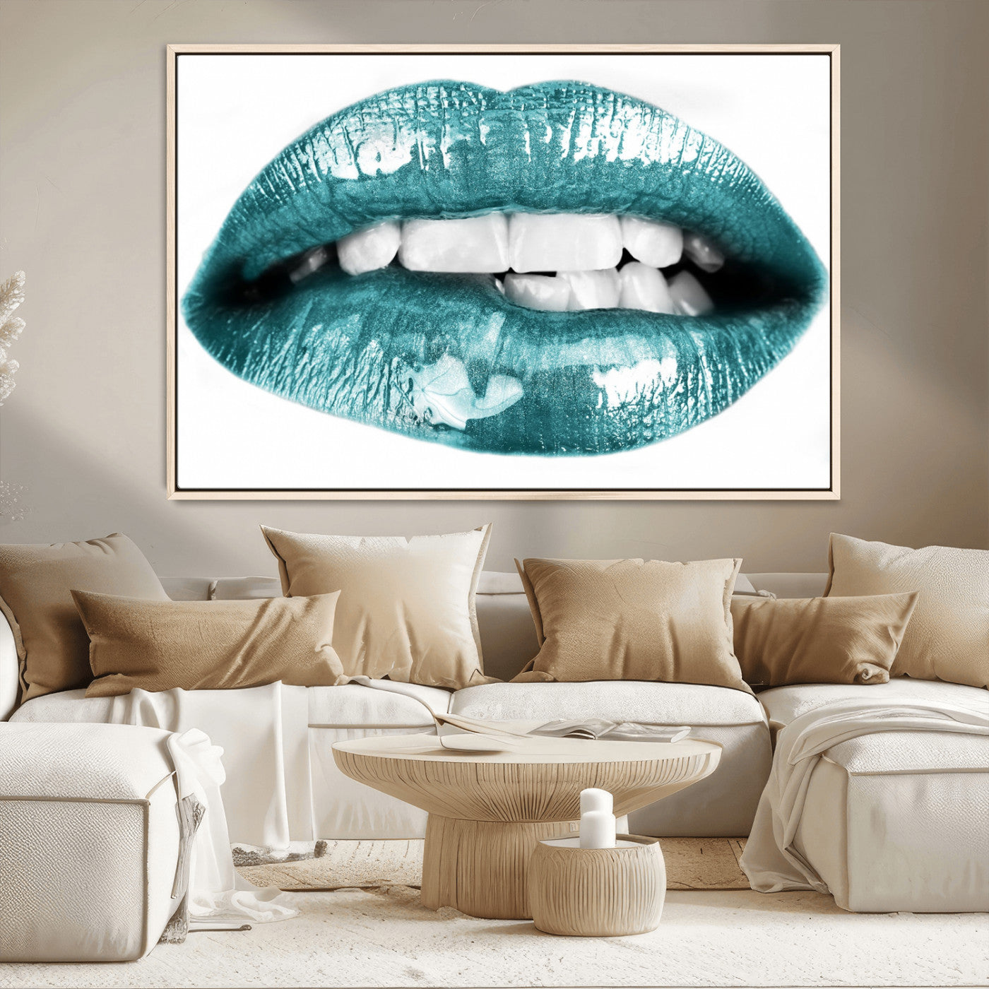 MGV-FC-36X24 - Blue Lips Wall Art Canvas Print