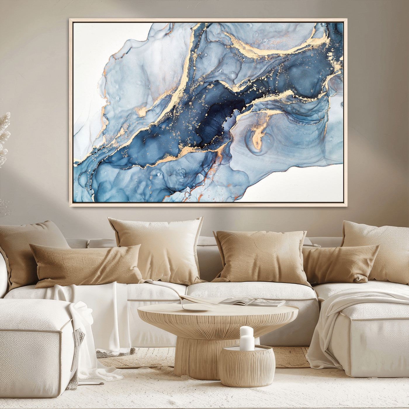 33782-MGV-CV-36X24-Abstract Art Print - Blue Abstract Canvas Wall Art Print Abstract Art Fluid Effect Marble Wall Art