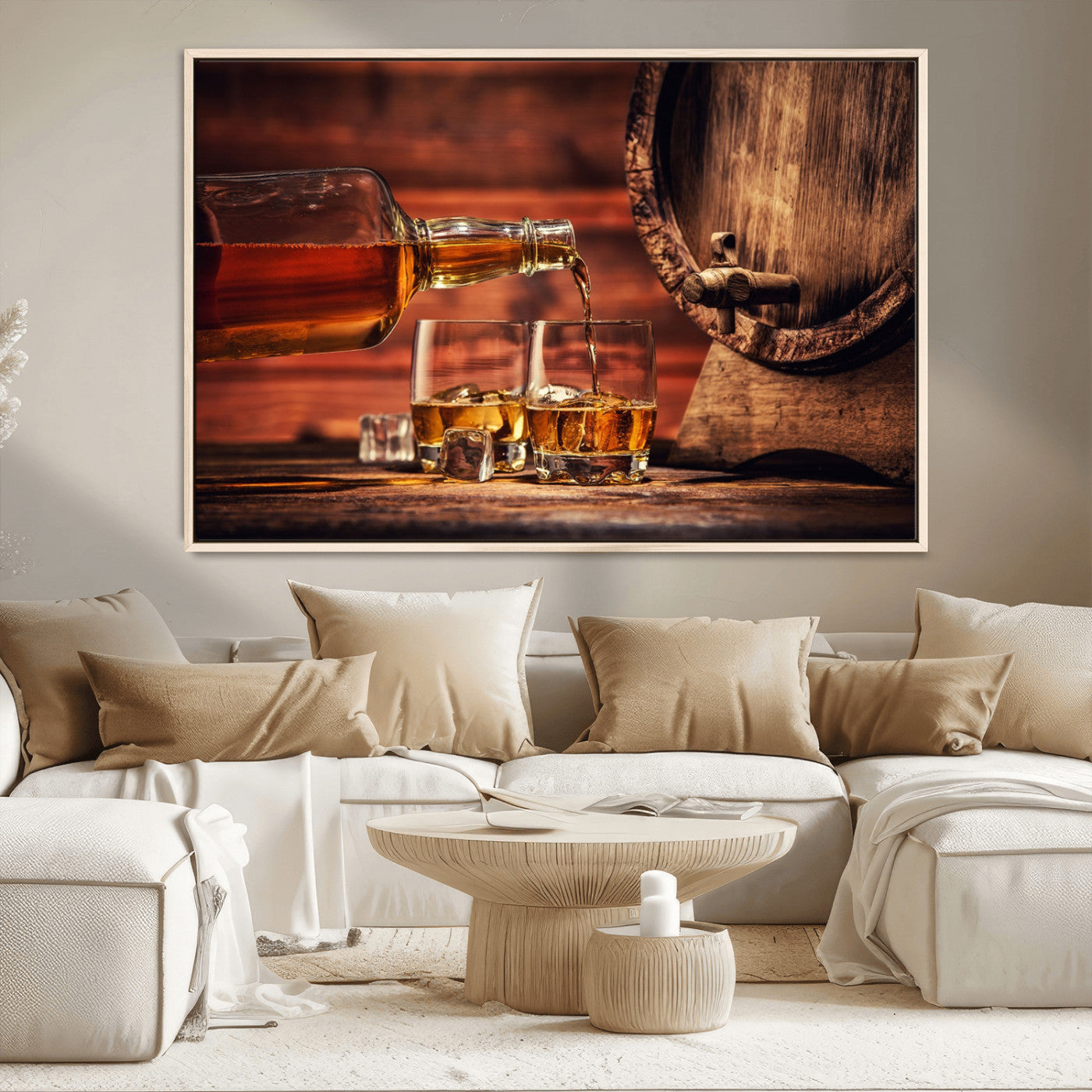 MGV-FC-36X24 - Whiskey and Cigar Canvas Wall Art | 3 Panel Bar Room Decor for Home Lounge, Office, or Man Cave |