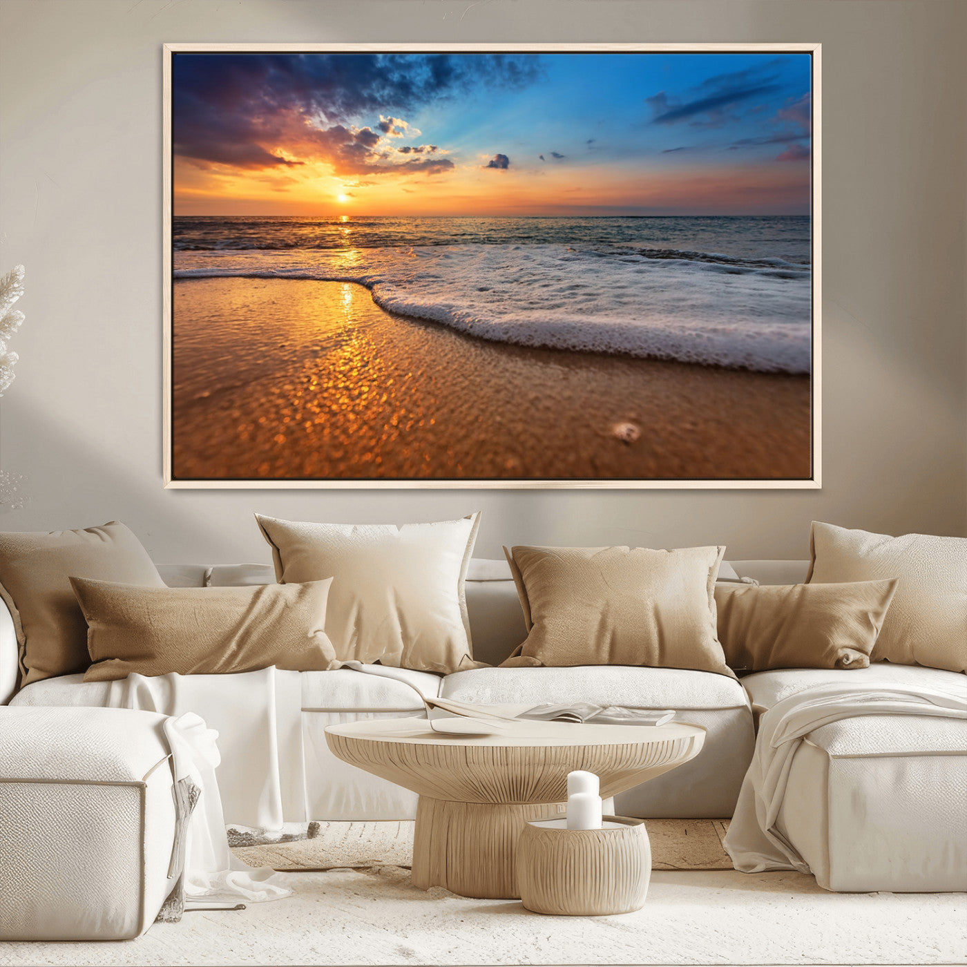 MGV-FC-36X24 - Sunset and Beach at Night Wall Art Canvas Print