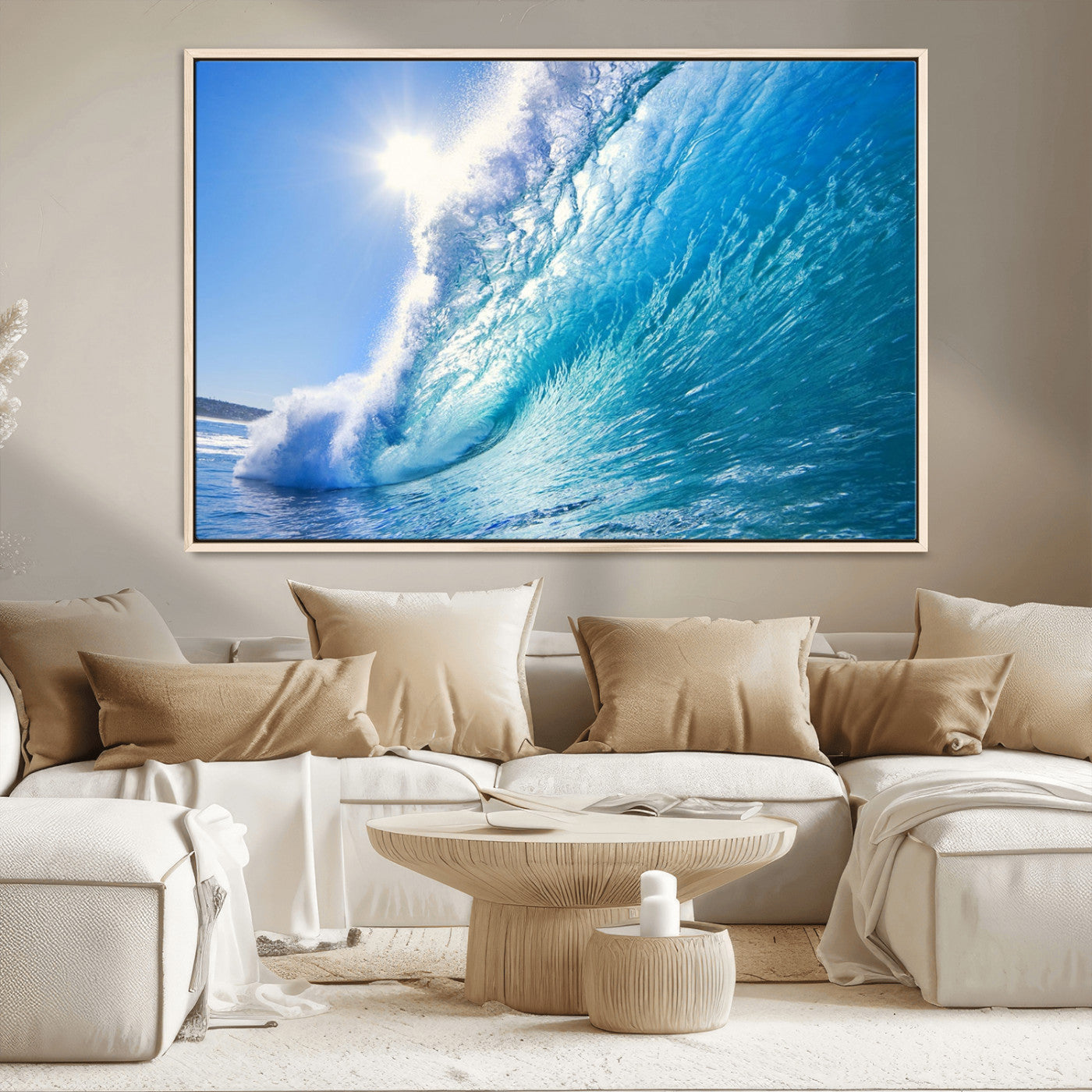 MGV-FC-36X24 - Blue Big Wave Surfing Ocean Canvas Wall Art Artwork Print , Surf Wall Art, Sea Wall Art