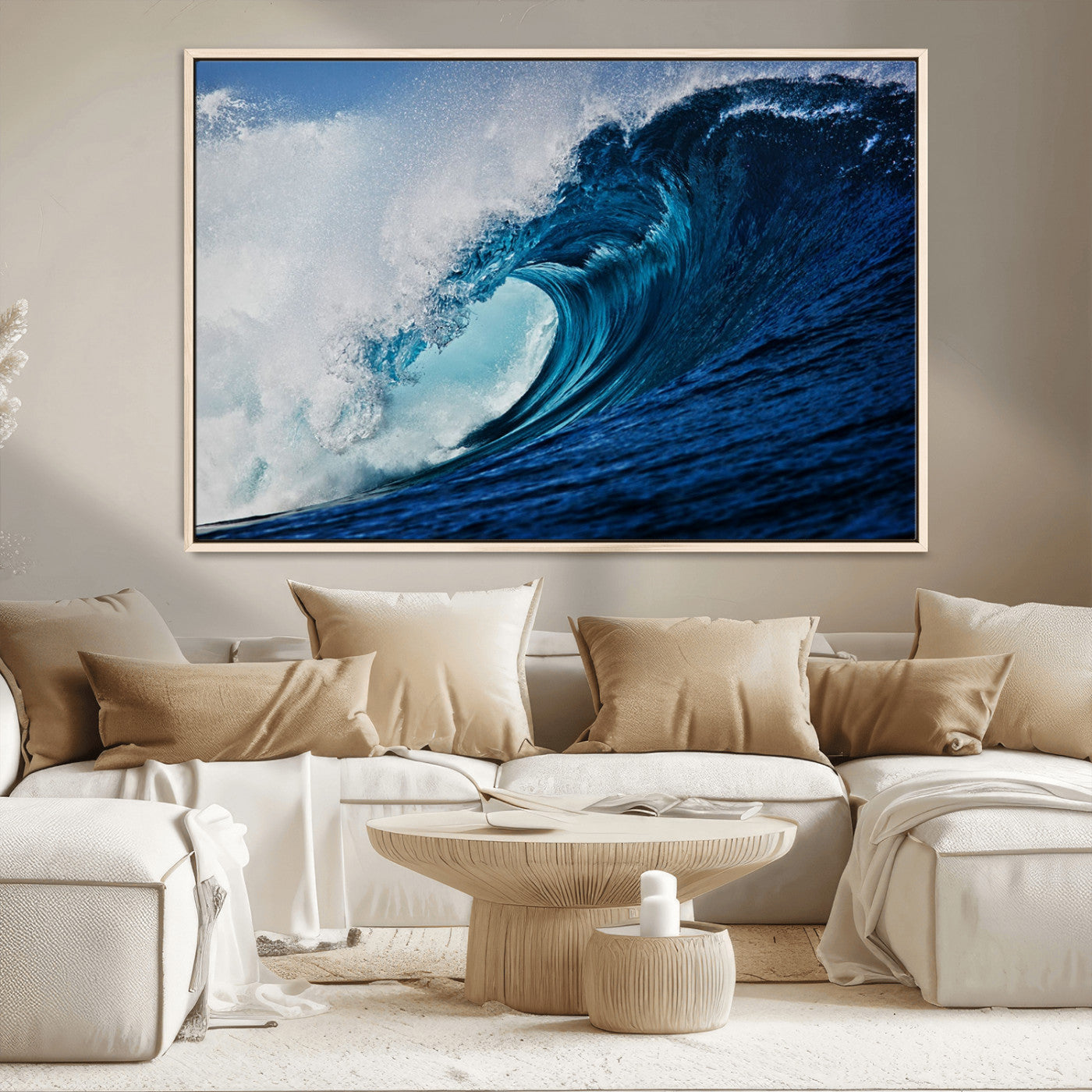 MGV-FC-36X24 - Ocean Wave at Sunset Canvas Art, Large Wall Print of Vibrant Water Waves, Coastal Art for Living Room and Dining Room Decor
