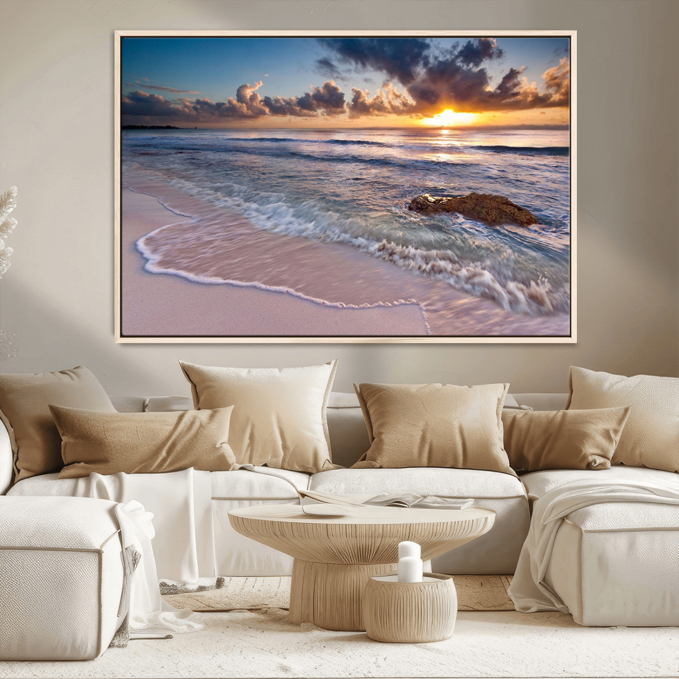 MGV-FC-36X24 - Sea Ocean Sunset Beach Wall Art Canvas Print