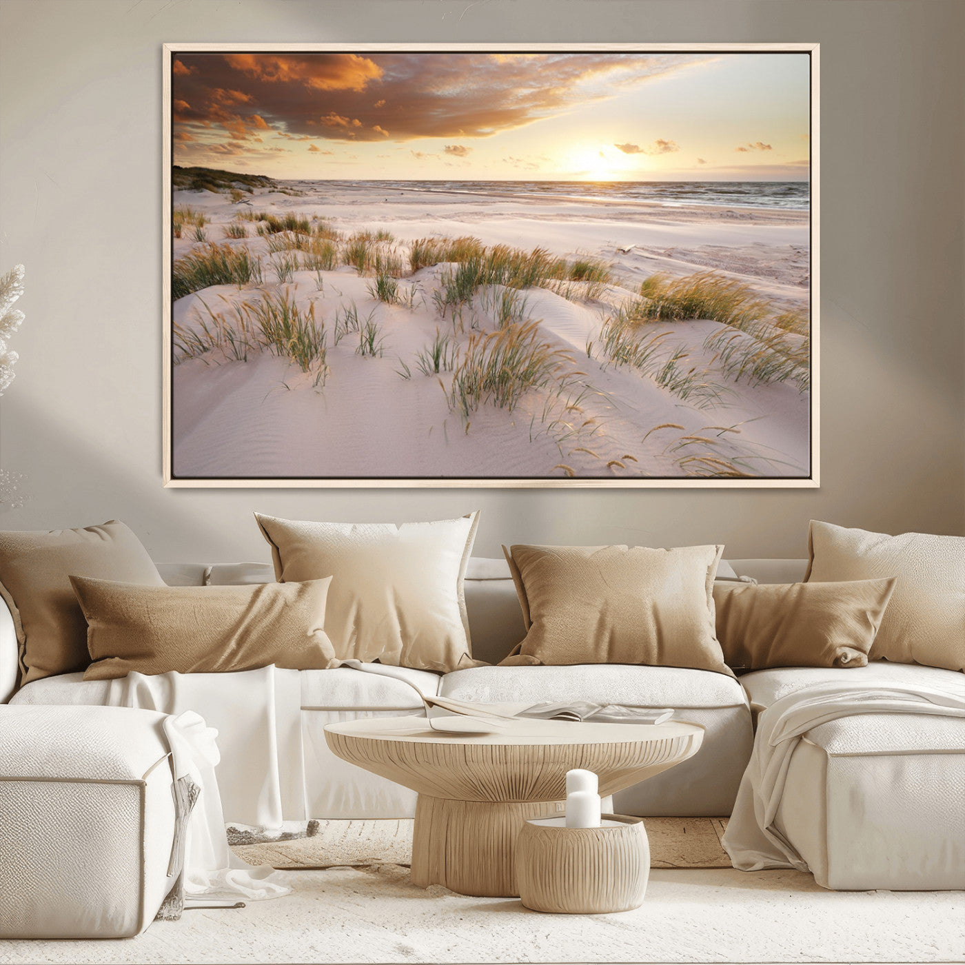 MGV-FC-36X24 - Flight Over Coastal Beach Landscape, Flight Over Coastal Beach Print Canvas Wall Art