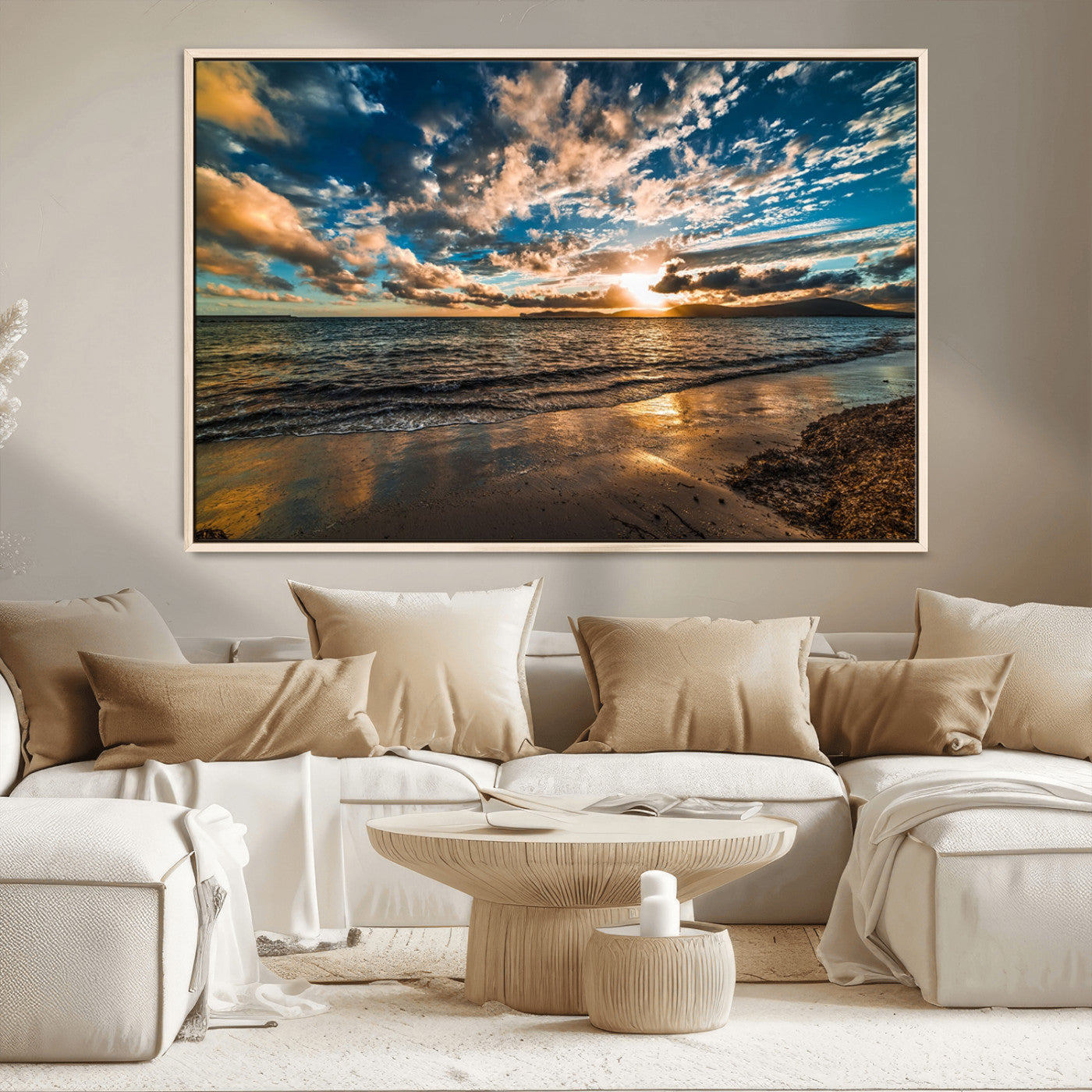 MGV-FC-36X24 - Beach Wall Art - Stunning Ocean Sunset Canvas Print with Coastal Design for Elegant and Relaxing