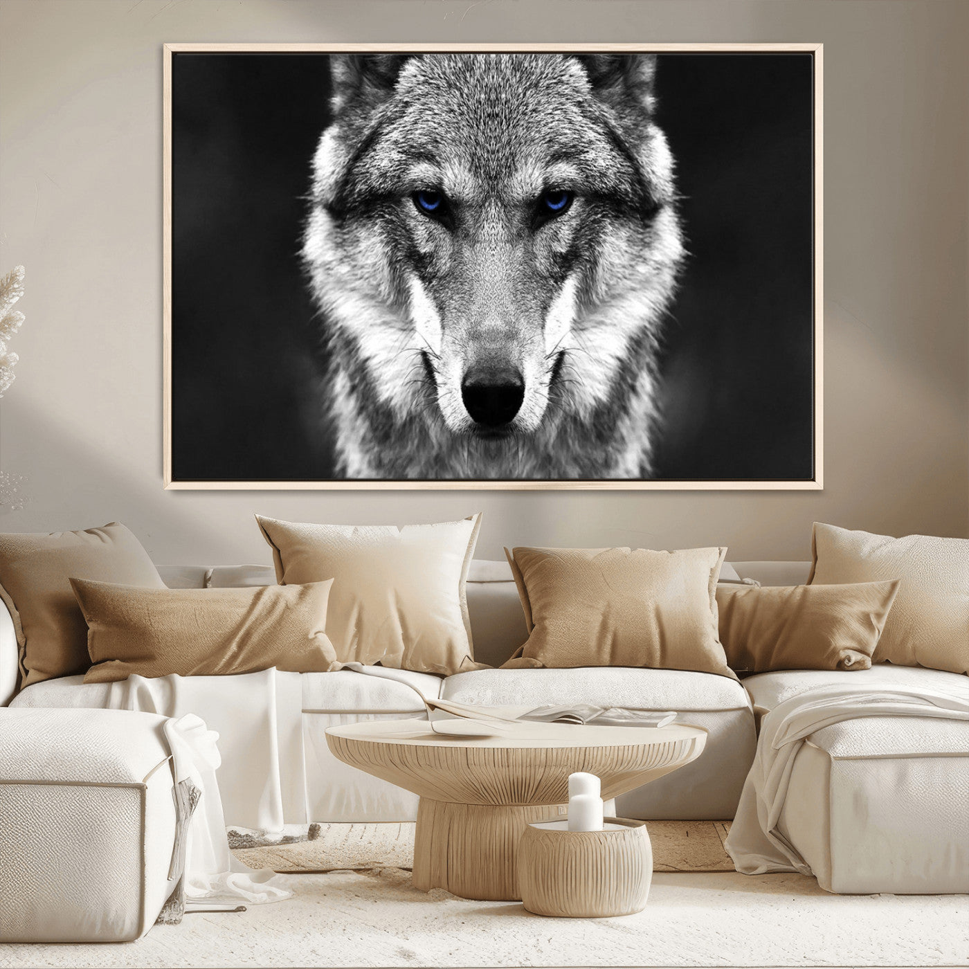 MGV-FC-36X24 - Black and White Wild Wolf Wall Art Canvas Print