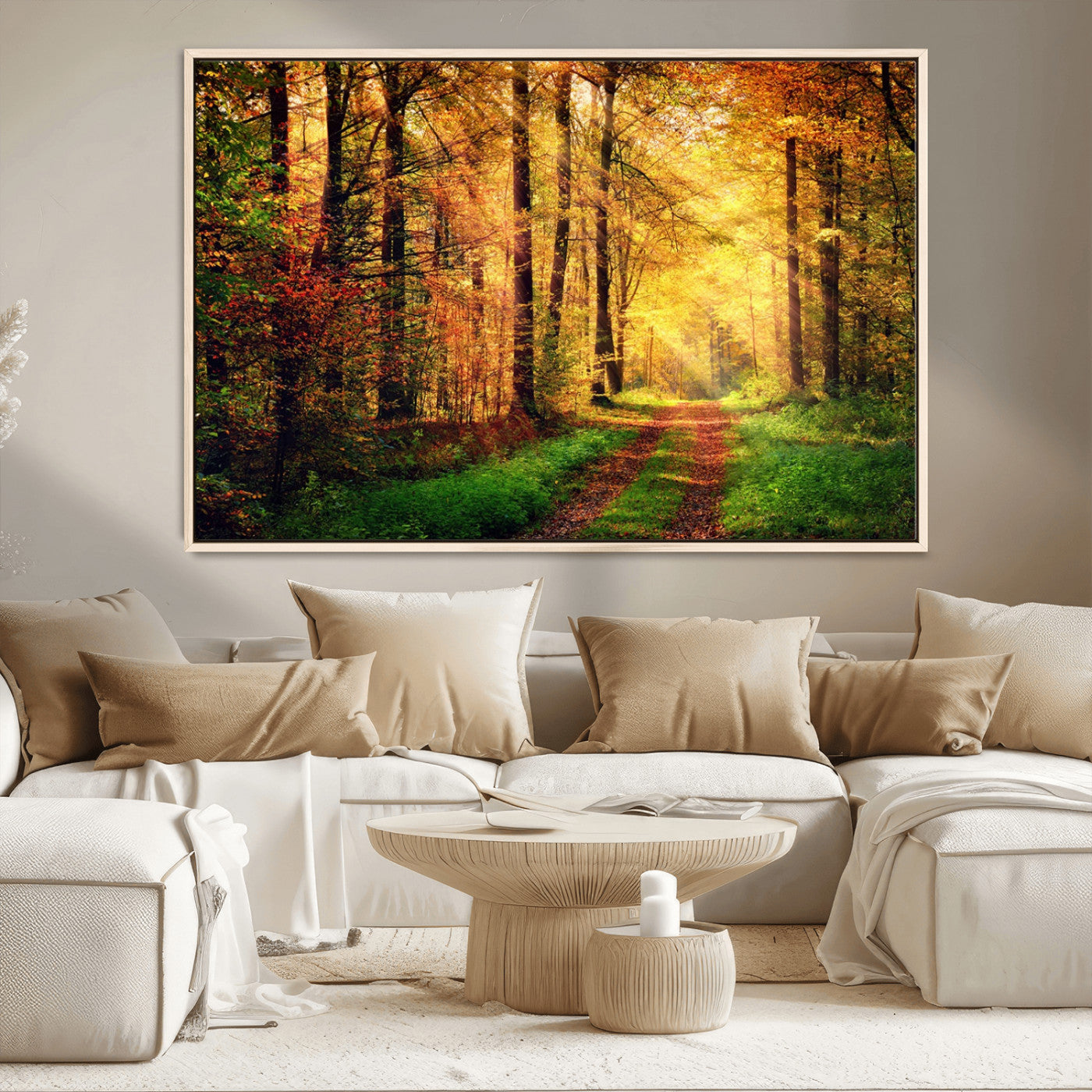 MGV-FC-36X24 - Forest Fall Wall Art Print - Sunlight Through Trees Wall Art Canvas Print