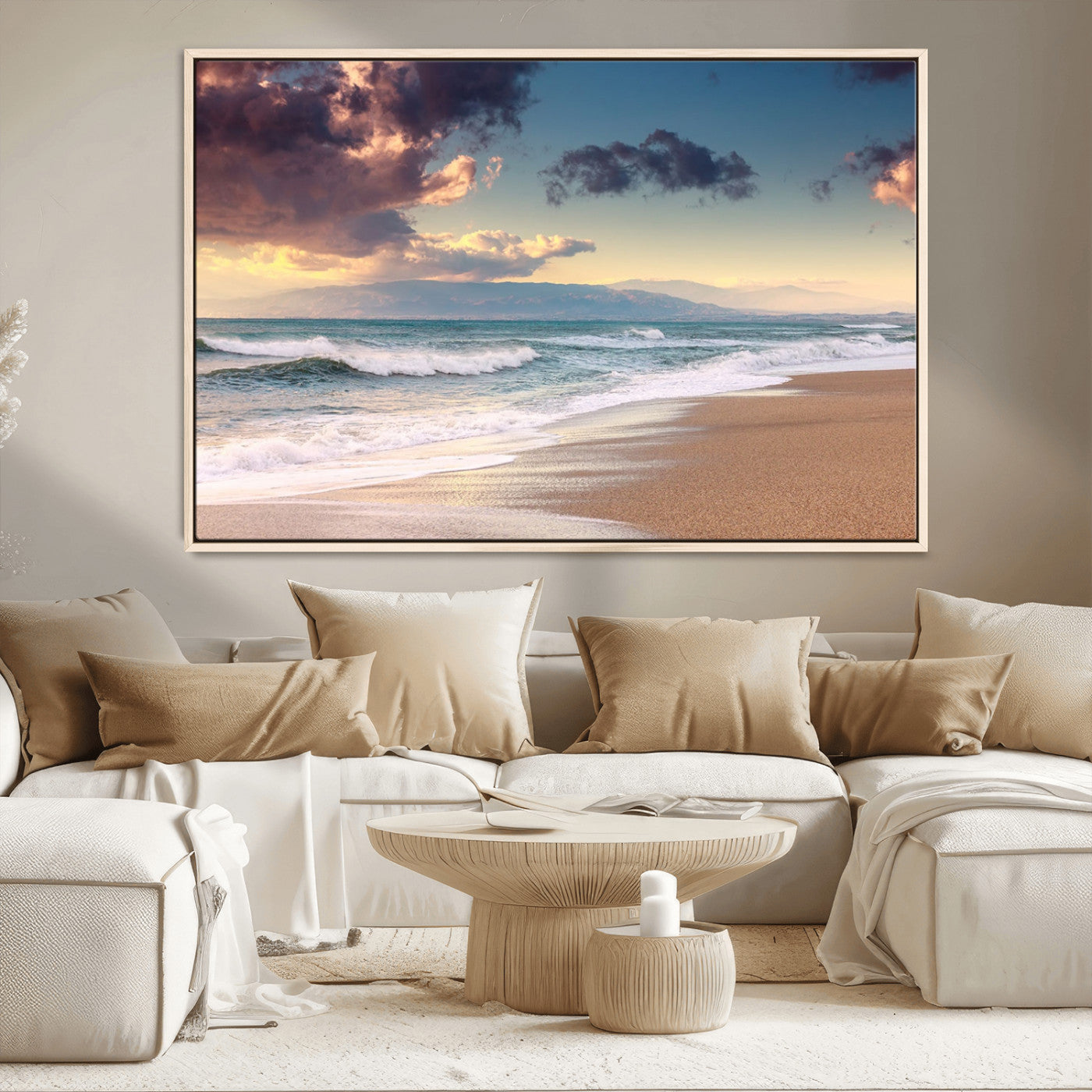 MGV-FC-36X24 - Cloudy Weather Beach Sunset Canvas Print | Sunrise Wall Art Canvas Print