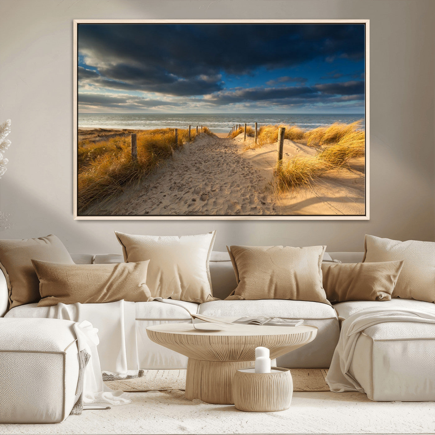 MGV-FC-36X24 - Ocean Beach Dark Clouds Wall Art Canvas Print