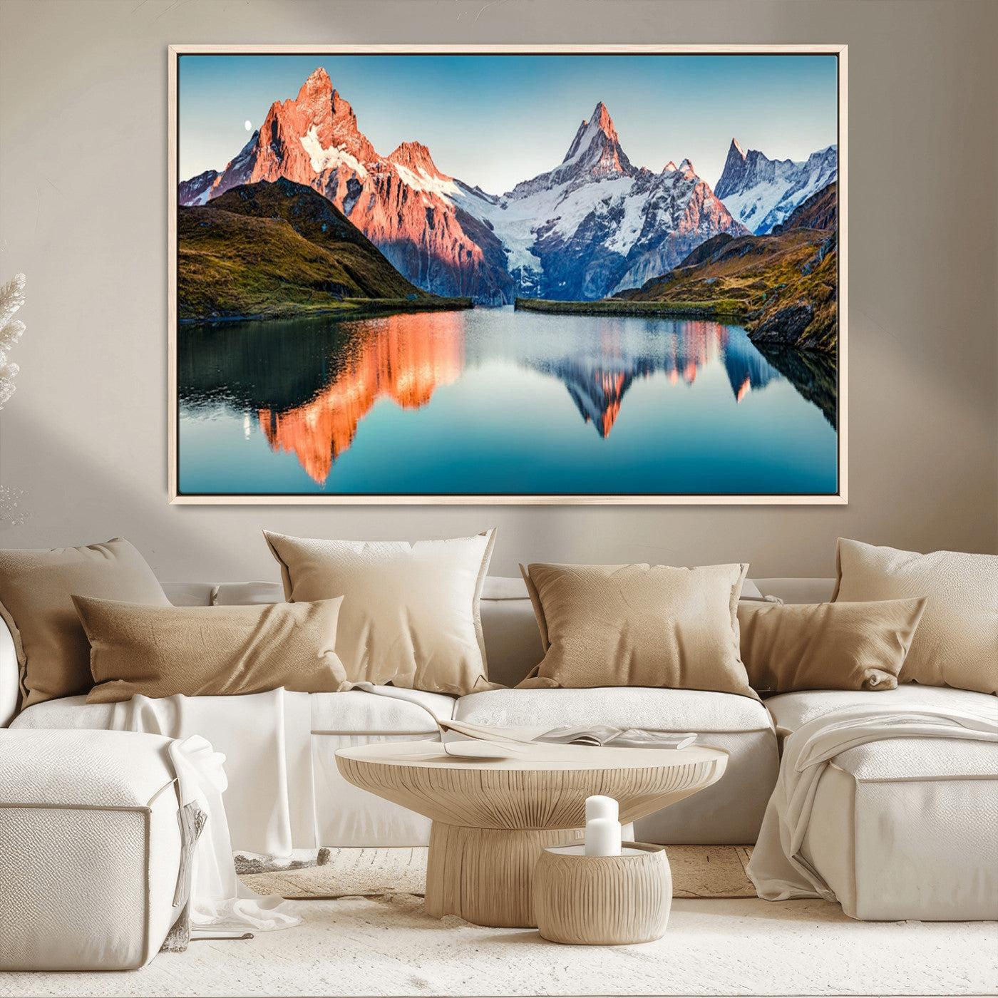 Landscape Mountain and Lake View Wall Art Canvas Print