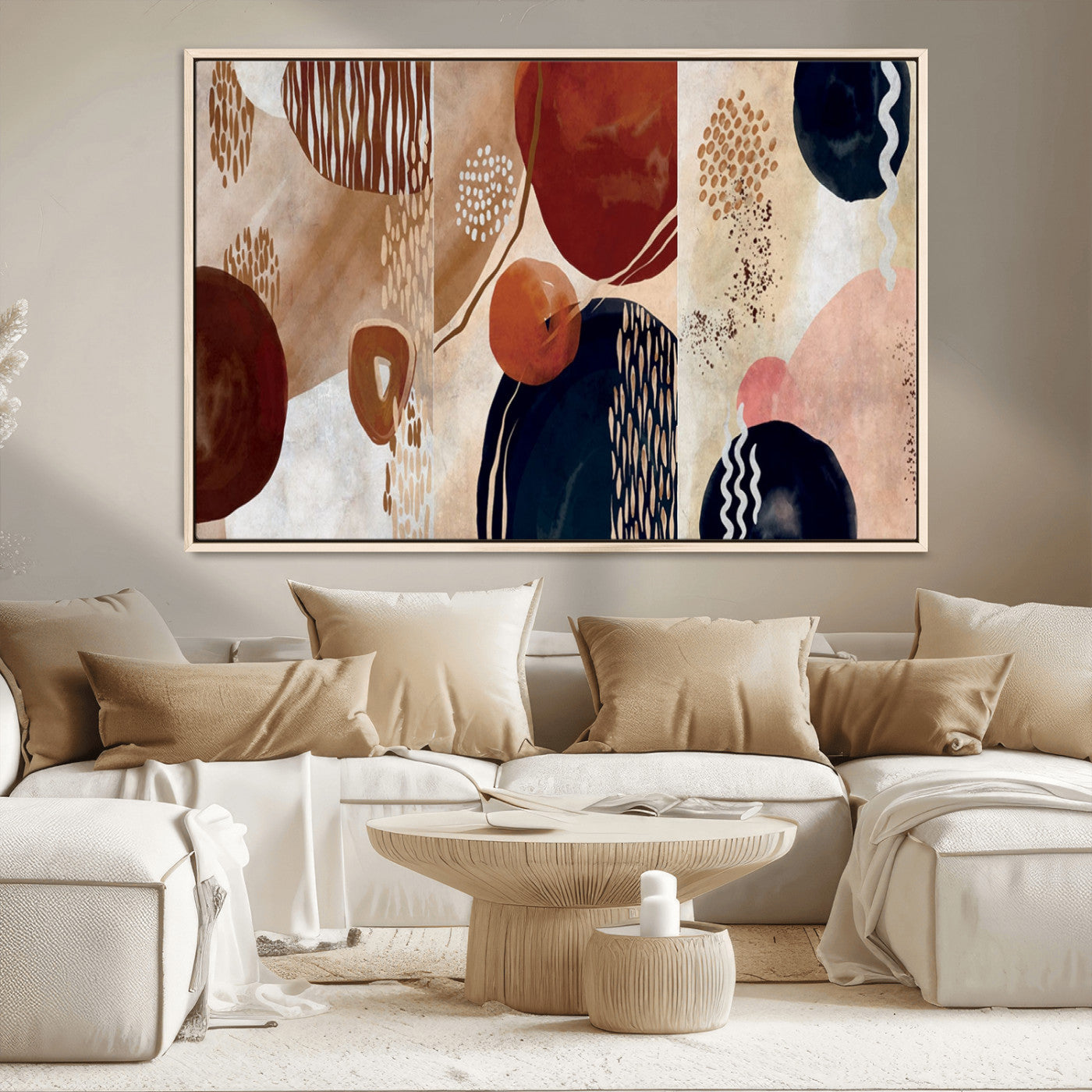 MGV-FC-36X24 - Boho Wall Art Canvas Print Set Mid-Century Prints Bohemian Wall Artwork Prints Boho Neutral