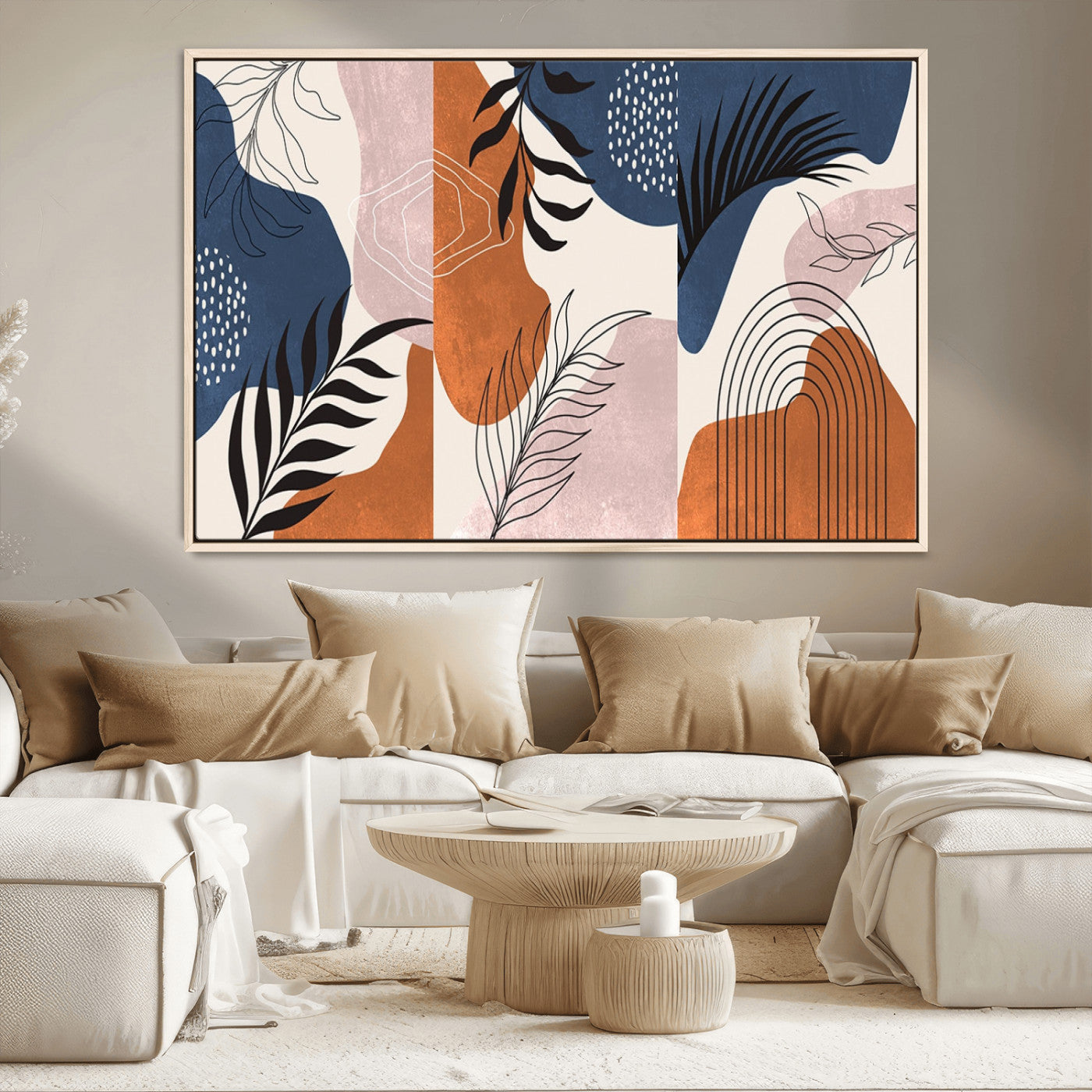 MGV-FC-36X24 - Boho Wall Art Canvas Print Set Mid-Century Prints Bohemian Wall Artwork Prints Boho Neutral,