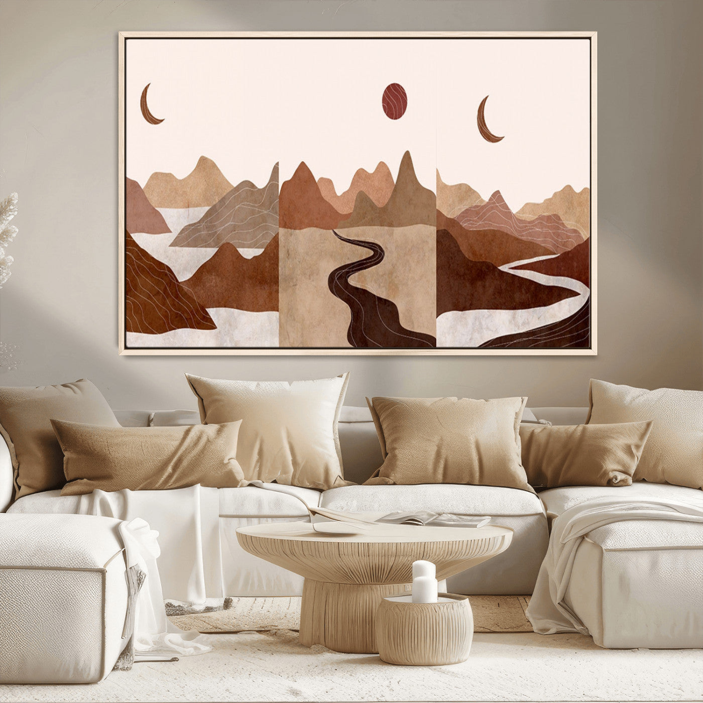 MGV-FC-36X24 - Boho Wall Art Canvas Print Set Mid-Century Prints Bohemian Wall Artwork Prints Boho Neutral