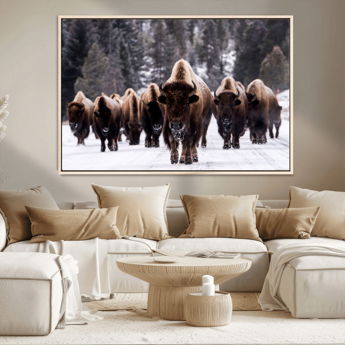 Bison Wall Art Canvas Print, Bison Herd Canvas Wall Art