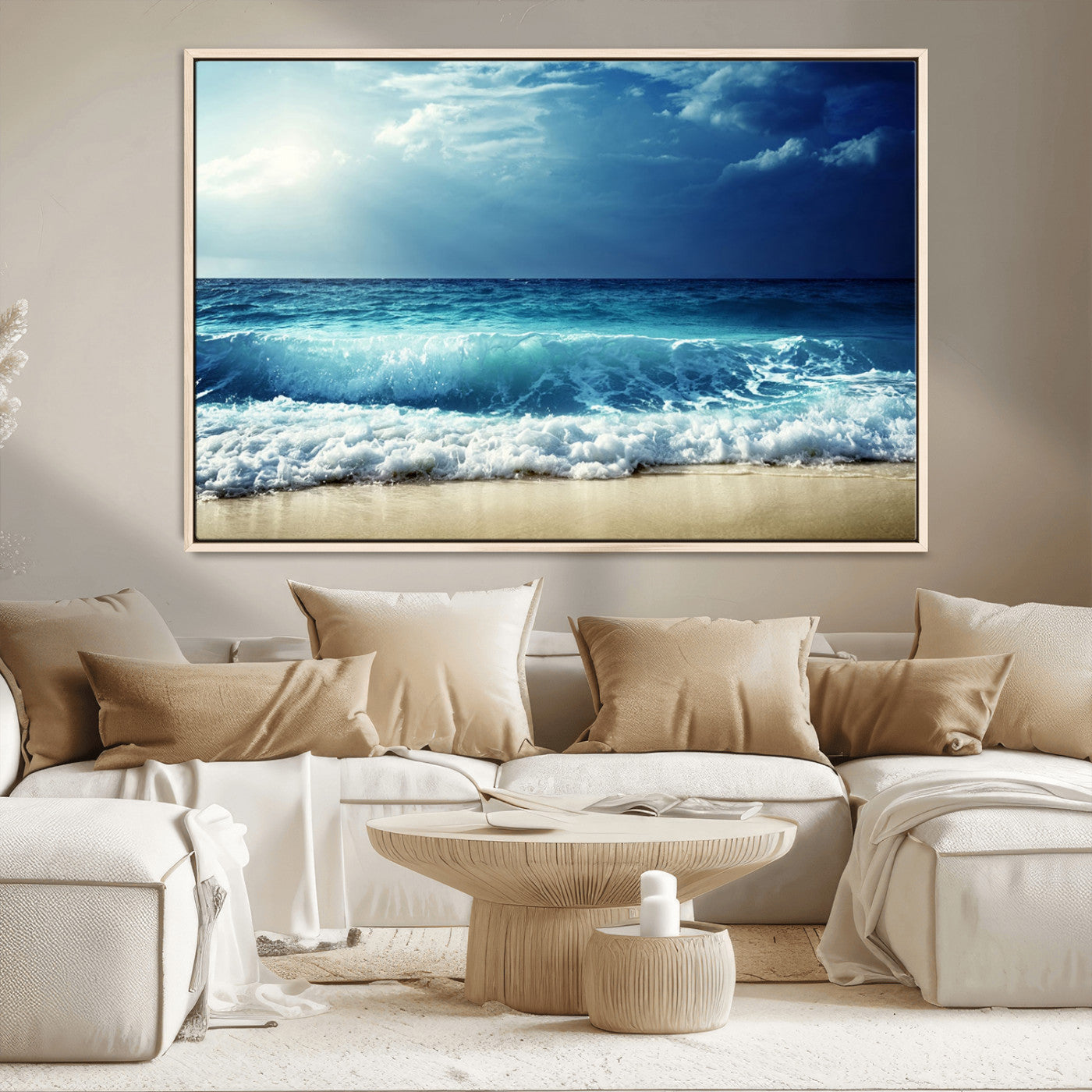MGV-FC-36X24 - Majestic Ocean Wave Wall Art Canvas | 3 Panel Large Seascape Print for Living Room, Bedroom, Office Decor, Ready to Hang