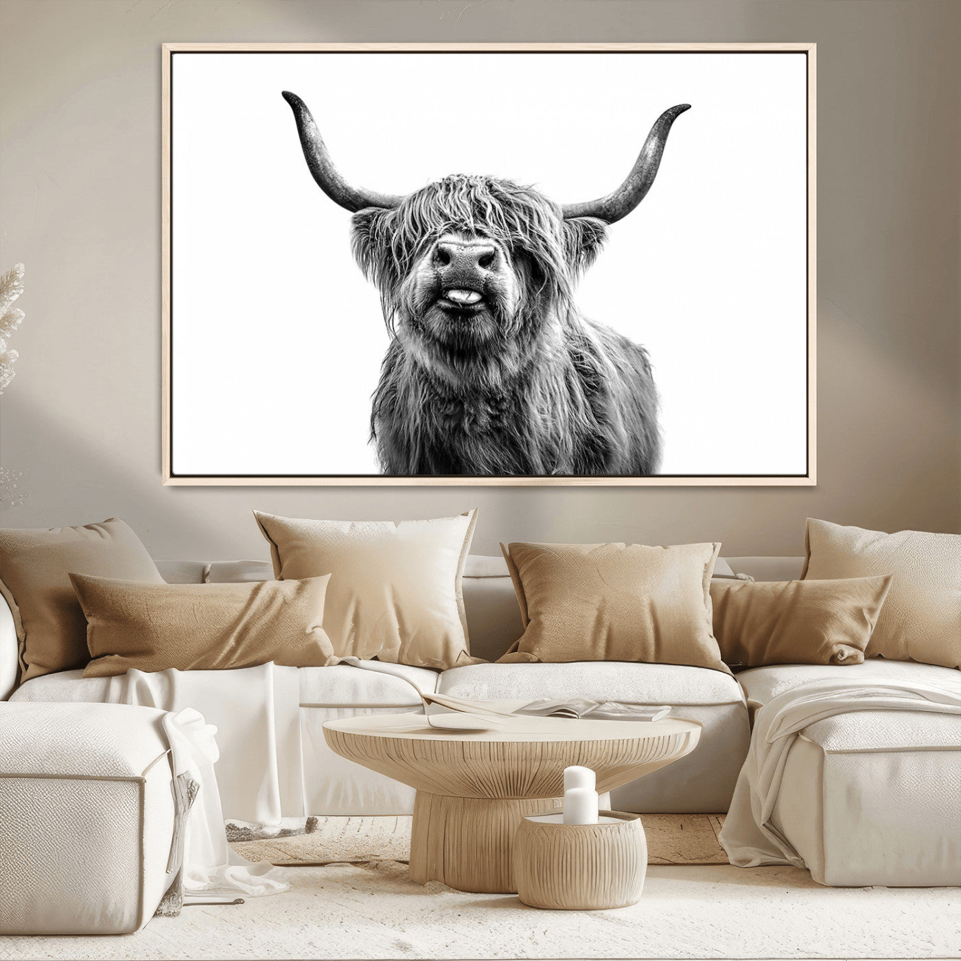MGV-FC-36X24 - Fanny Scottish Highland Cow Cattle Art Print Farmhouse Wall Art Canvas Print