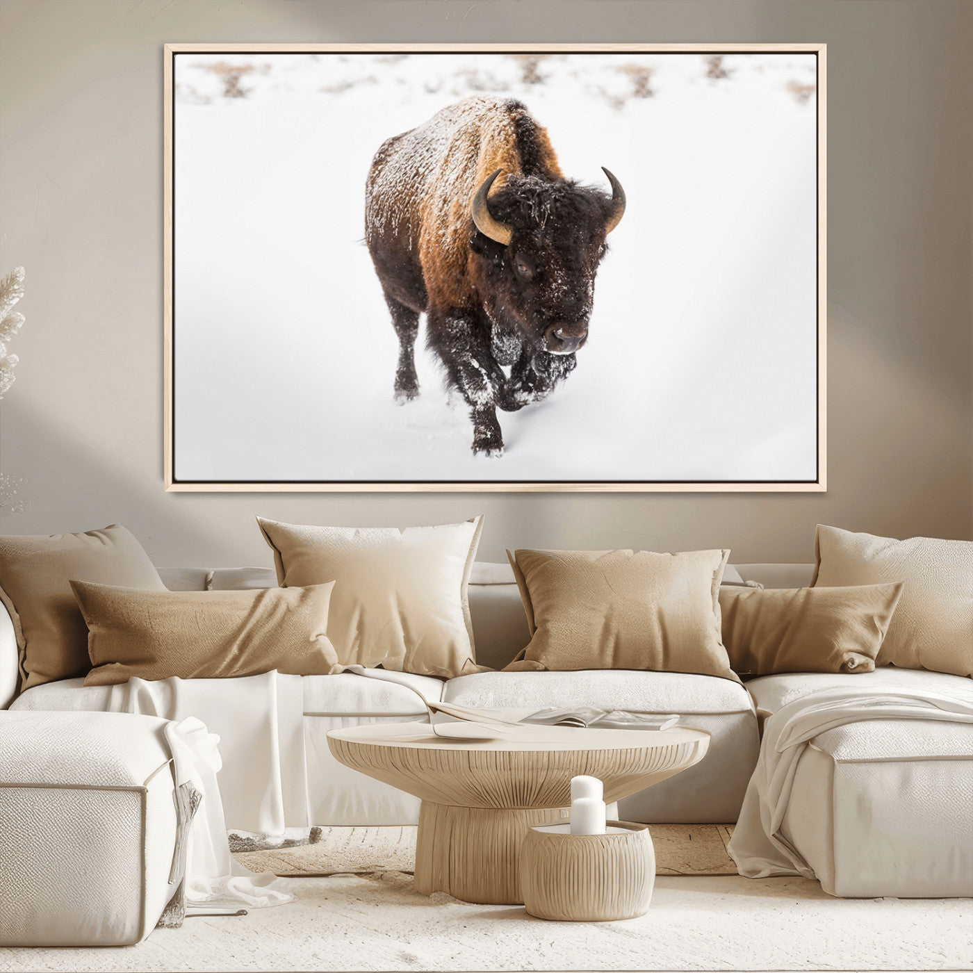 MGV-FC-36X24 - Bison Winter Wall Art Canvas Print For Farmhouse Decor