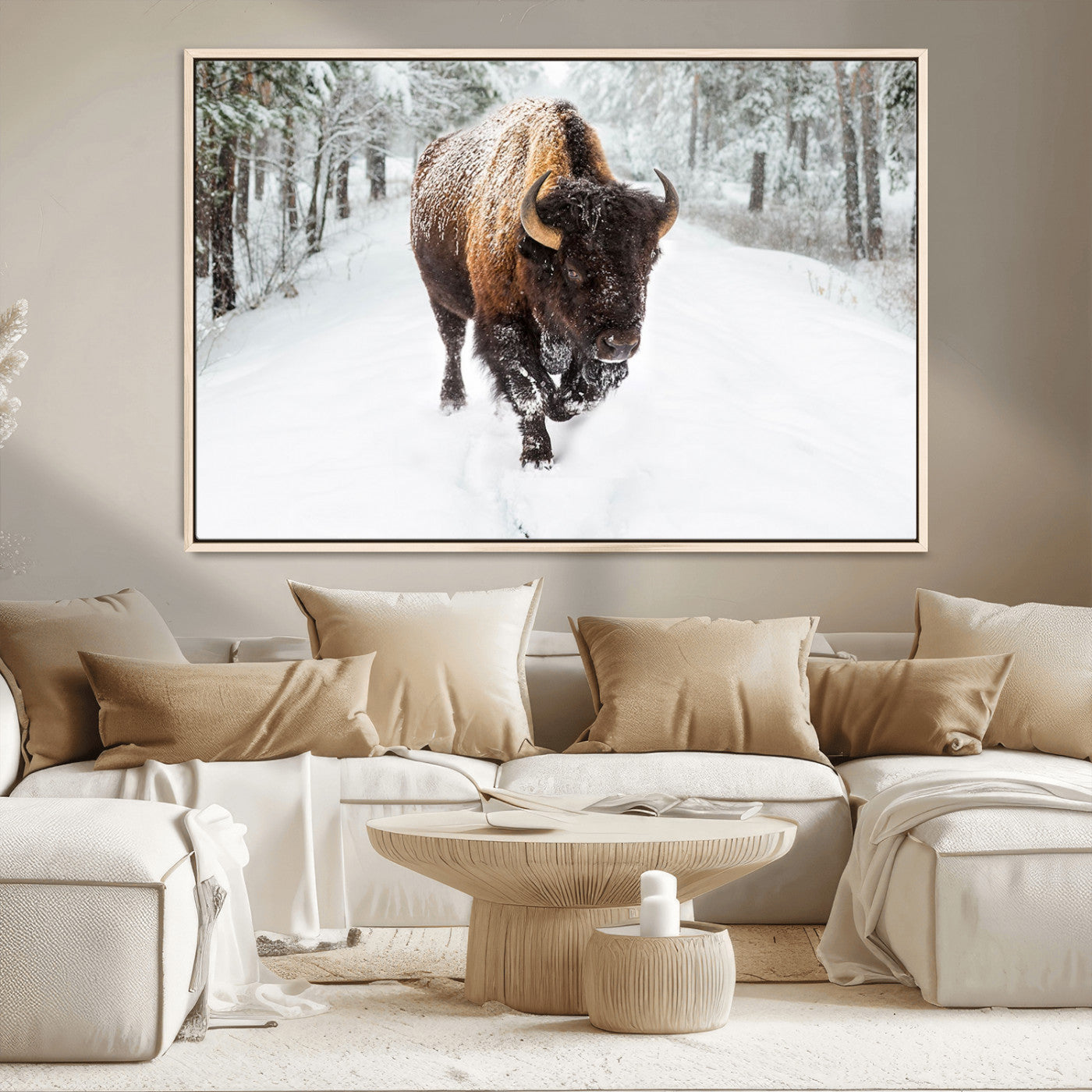 MGV-FC-36X24 - Bison Wall Art Canvas Print For Farmhouse, Animal Canvas Print, Wild Animal Wall Art