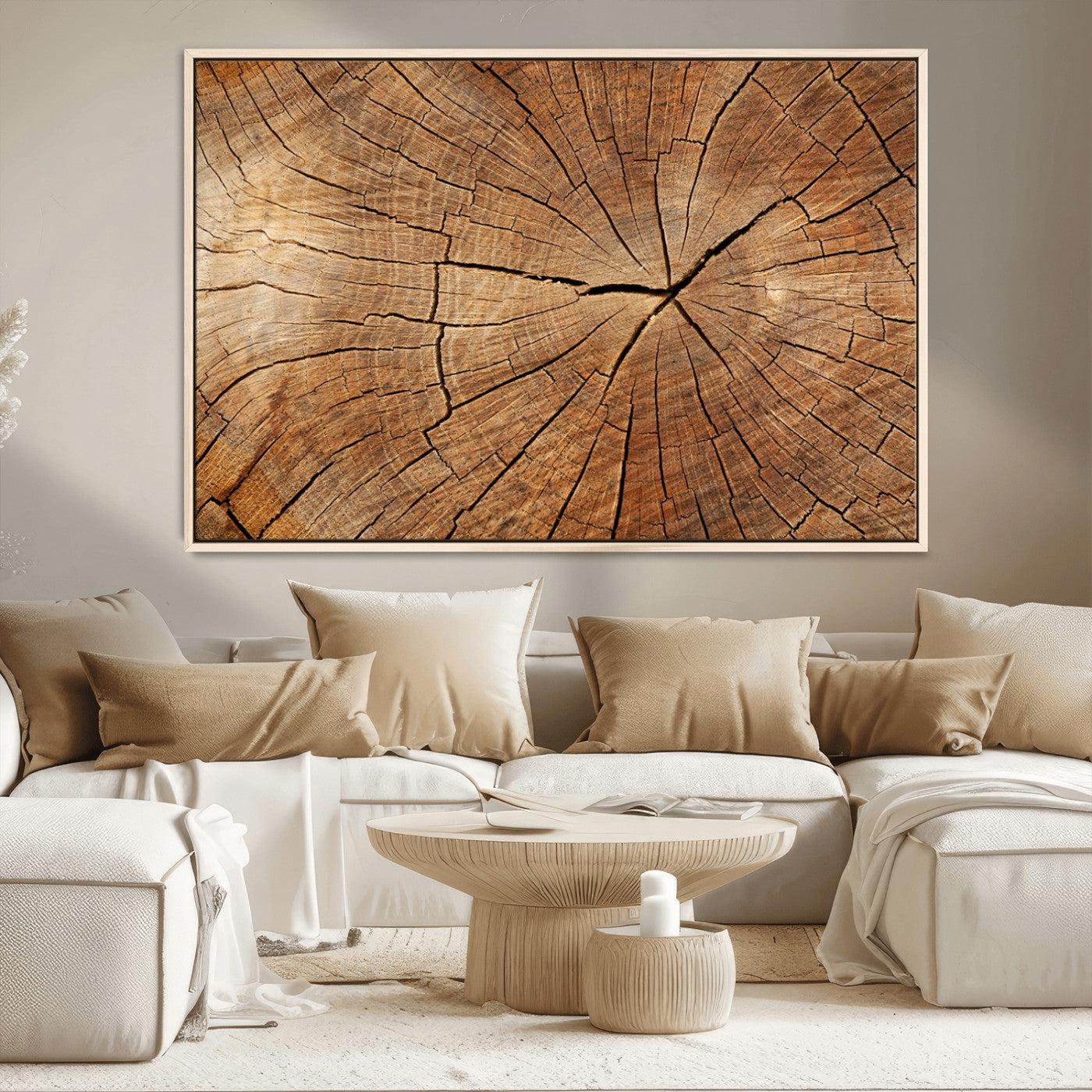 MGV-FC-36X24 - Tree Ring Canvas Art, Rustic Wood Grain Wall Art, Tree Slice Decor for Modern Homes, Giclee Multi-Panel Print, Tree Ring Wall Art Set