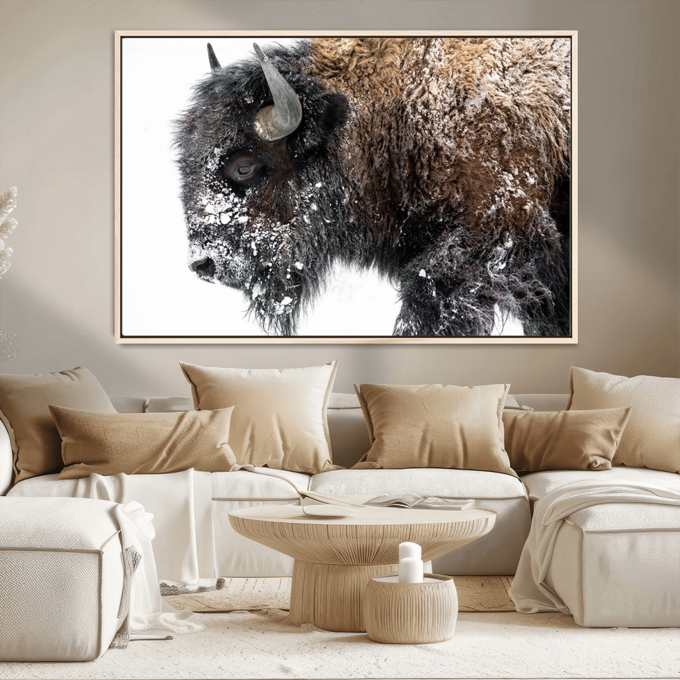 MGV-FC-36X24 - American Bison Wall Art Print | Buffalo Canvas Wall Art |  Framed and Ready to Hang Bison Print for Living Room or Office