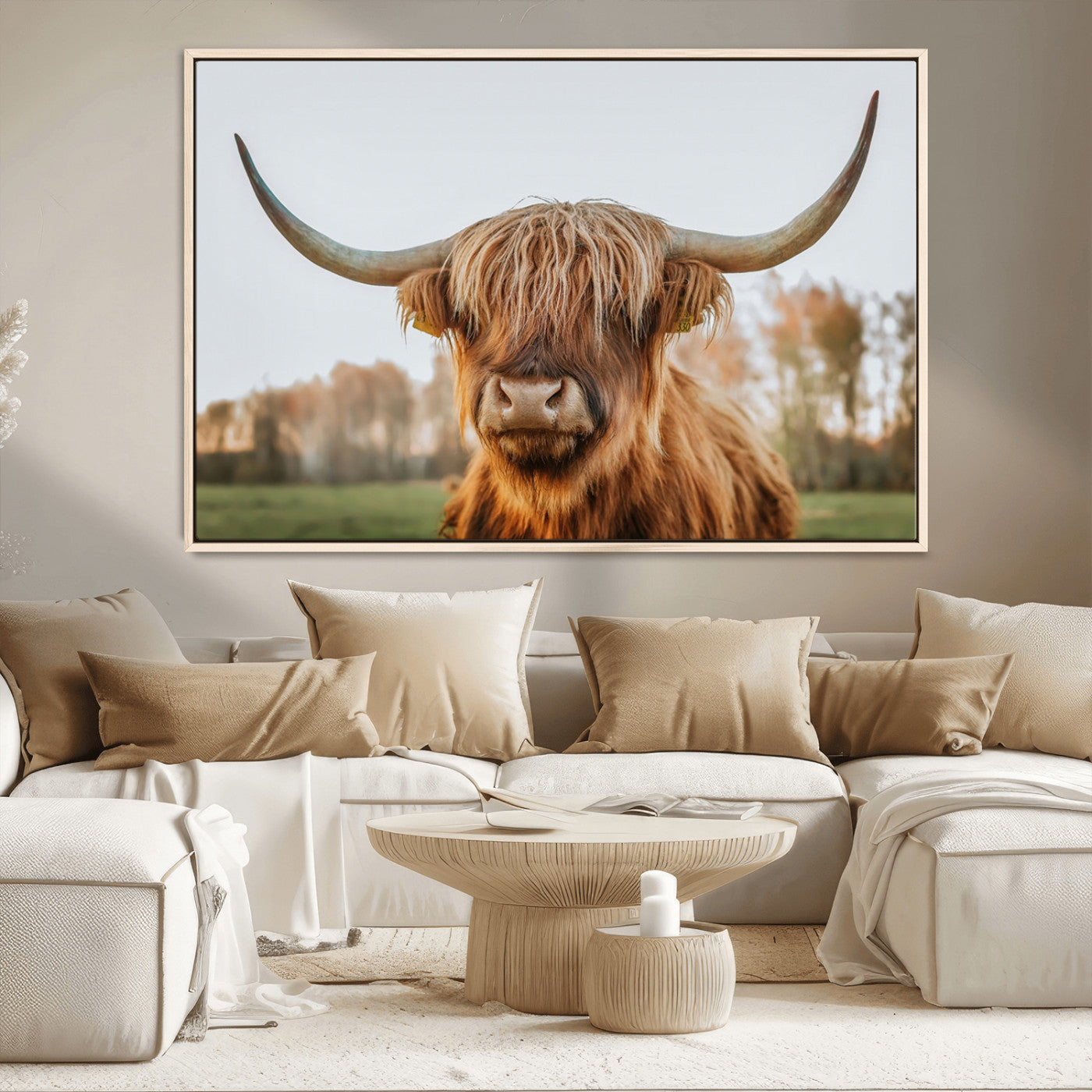 MGV-FC-36X24 - Highland Cow Animal Scottish Cattle Art Print Farmhouse Wall Art Canvas Print