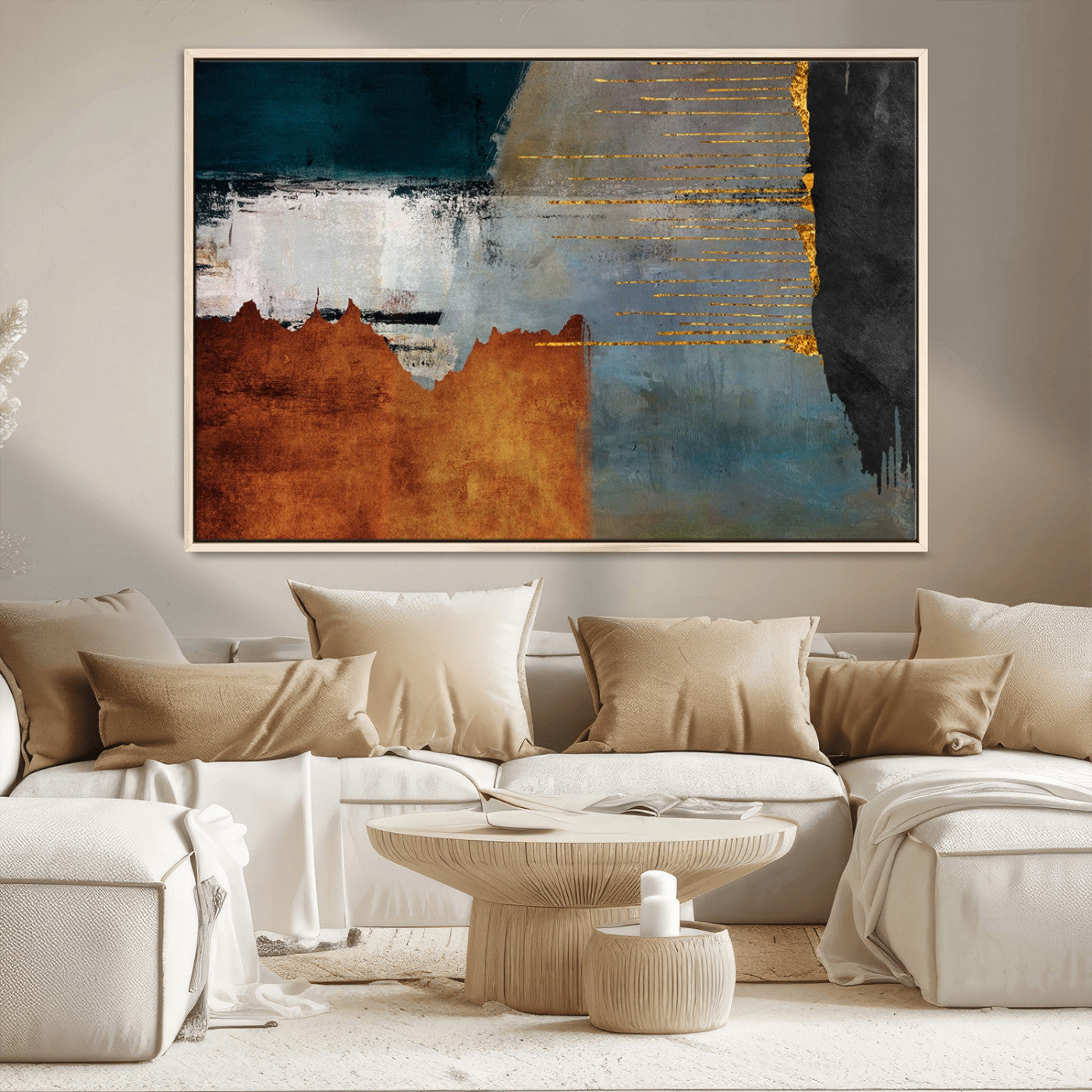 MGV-FC-36X24 - Modern Abstract Canvas Art Canvas Print - Framed and Ready to Hang Artwork for Contemporary Living Room or Office Decor